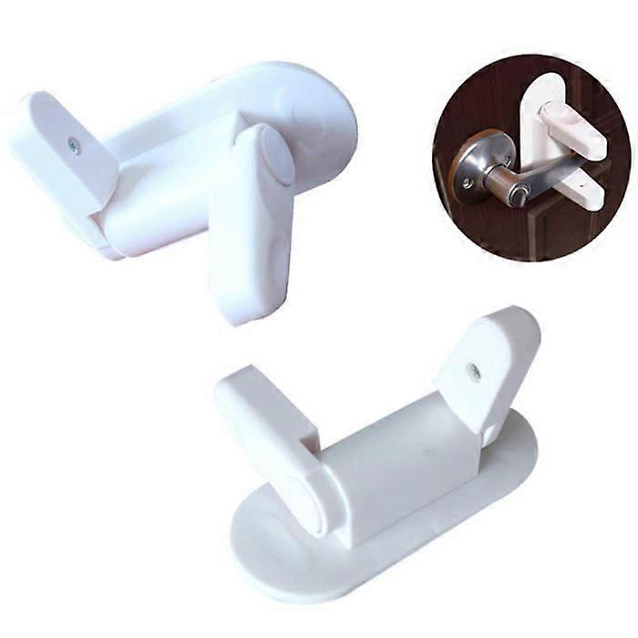 2 Pcs Sokey Child Safety Door Window Lock Adhesive Lever Lock Removable Rotating 180 White