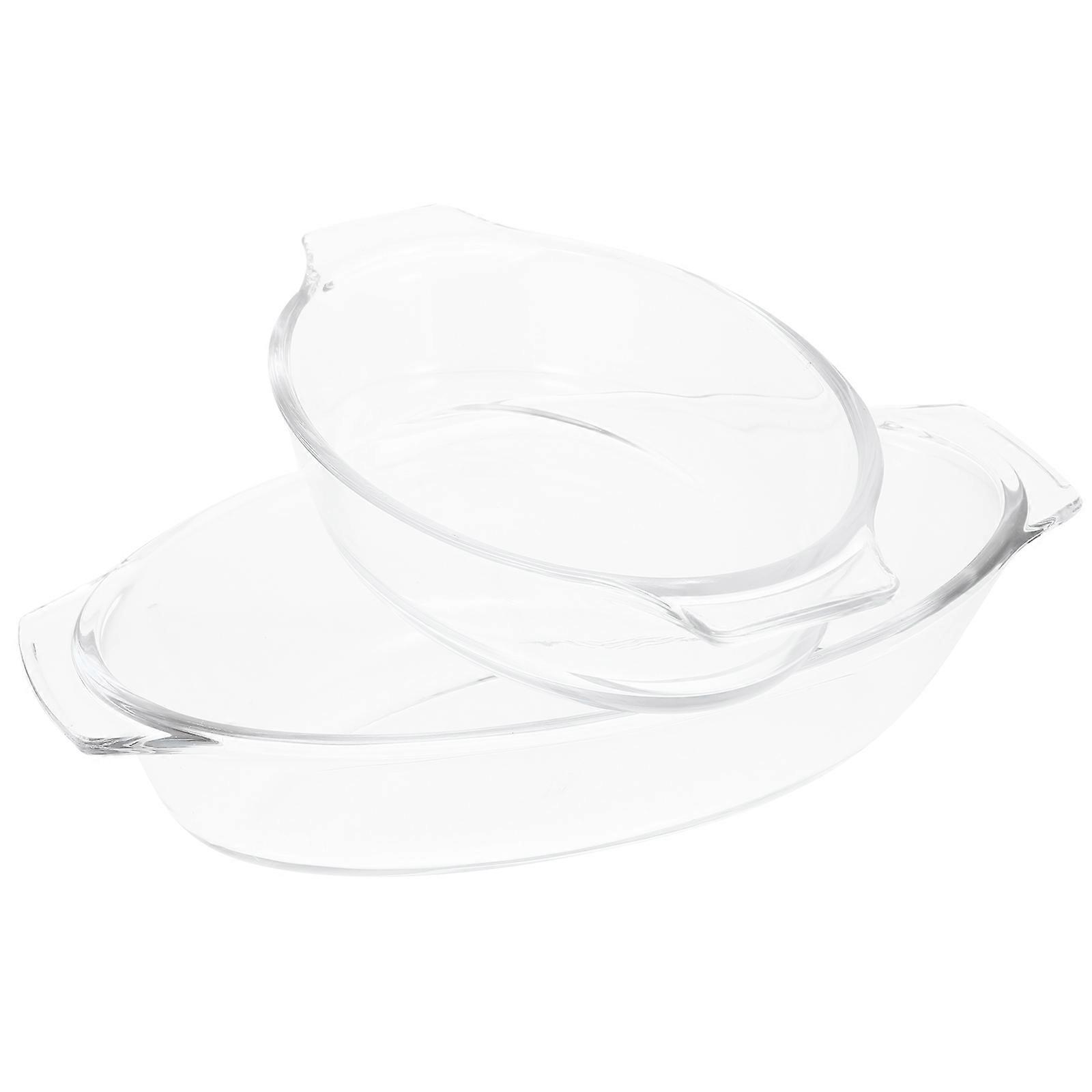 Glass Bakeware Set 2pcs Microwave Safe Baking Plates & Serving Trays for Desserts, Appetizers & Everyday Use