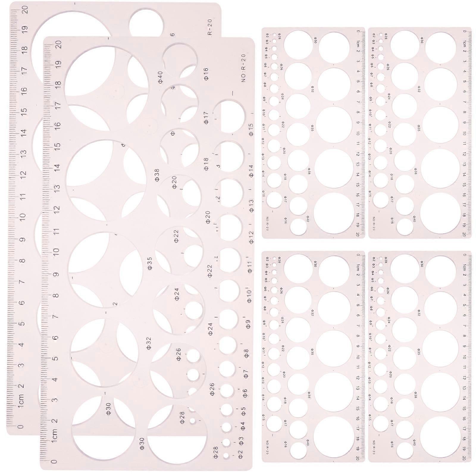 6pcs Lightweight Plastic Geometric Drawing Templates Rulers Stencils for Drafting Art Design Architecture School Office Use