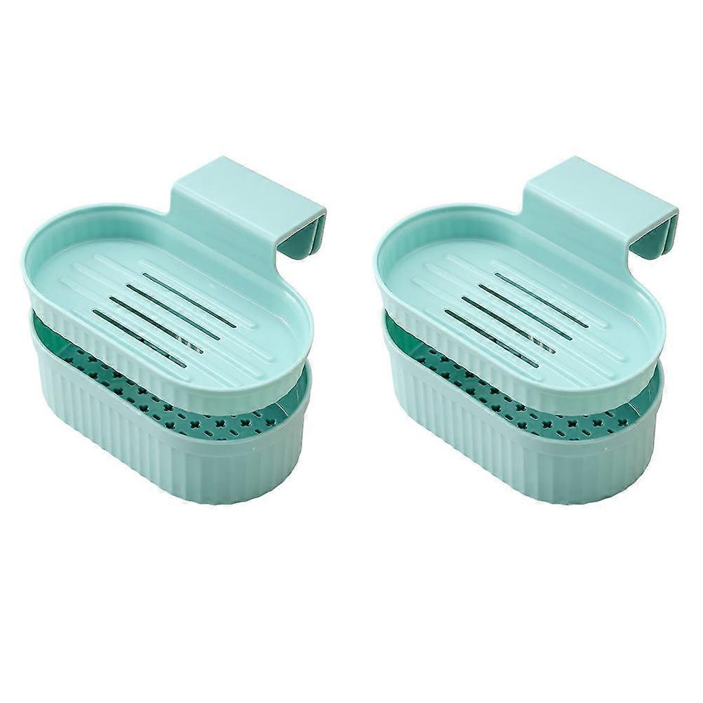 Double Layer Plastic Kitchen Sink Basket Set   Hanging Sponge Drain Rack with Storage Holder for Efficient Drying & Kitchen Organization