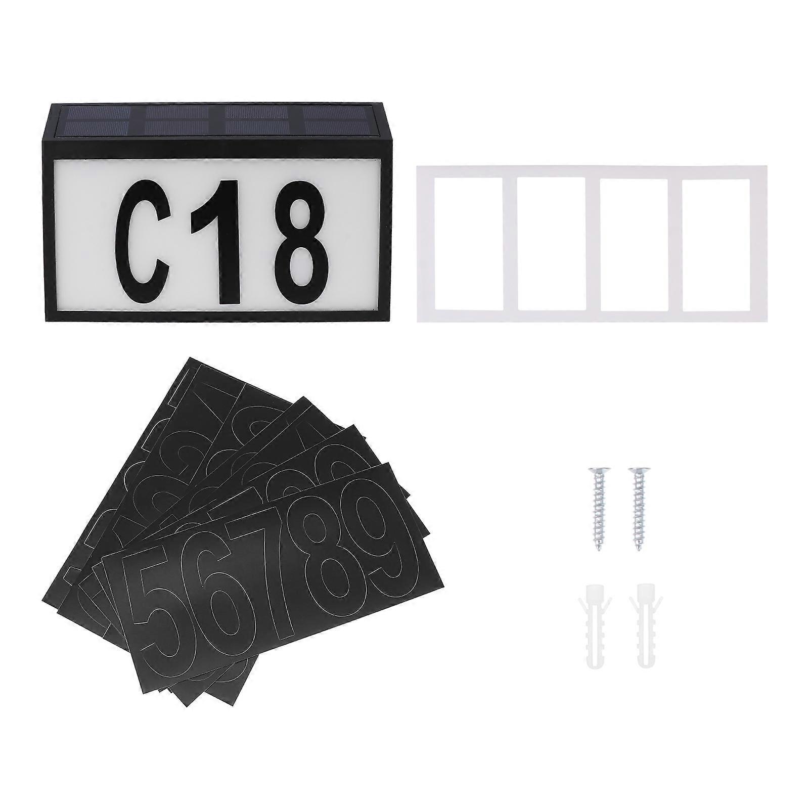 Solar House Number Plaque With LED Technology Black Material For Outdoor Installation 30.5x20.5cm Designed For Homeowners 1 Set