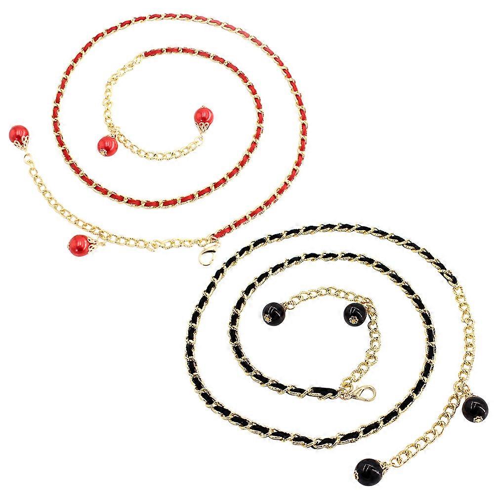 2 Set Chain Waist Belt For Women Fashion Accessory In Red Color 120x0.8cm Enhancing Style For Various Occasions