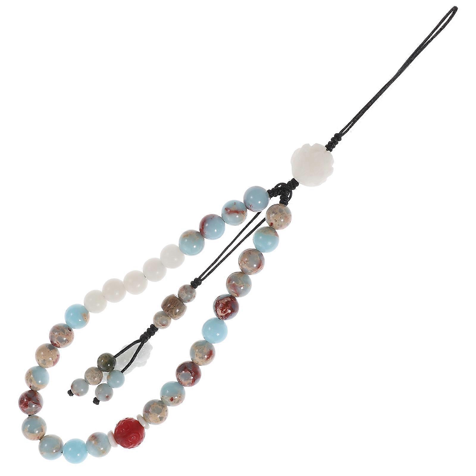 Agalmatolite Phone Lanyard with Bodhi Design, Lightweight Short Strap for Cellphone or USB Keychain, Easy to Attach Wrist Chain