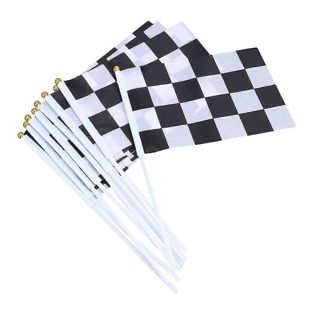 10Set Mini Racing Flag Grid Pattern Handheld For Parties And Festivals