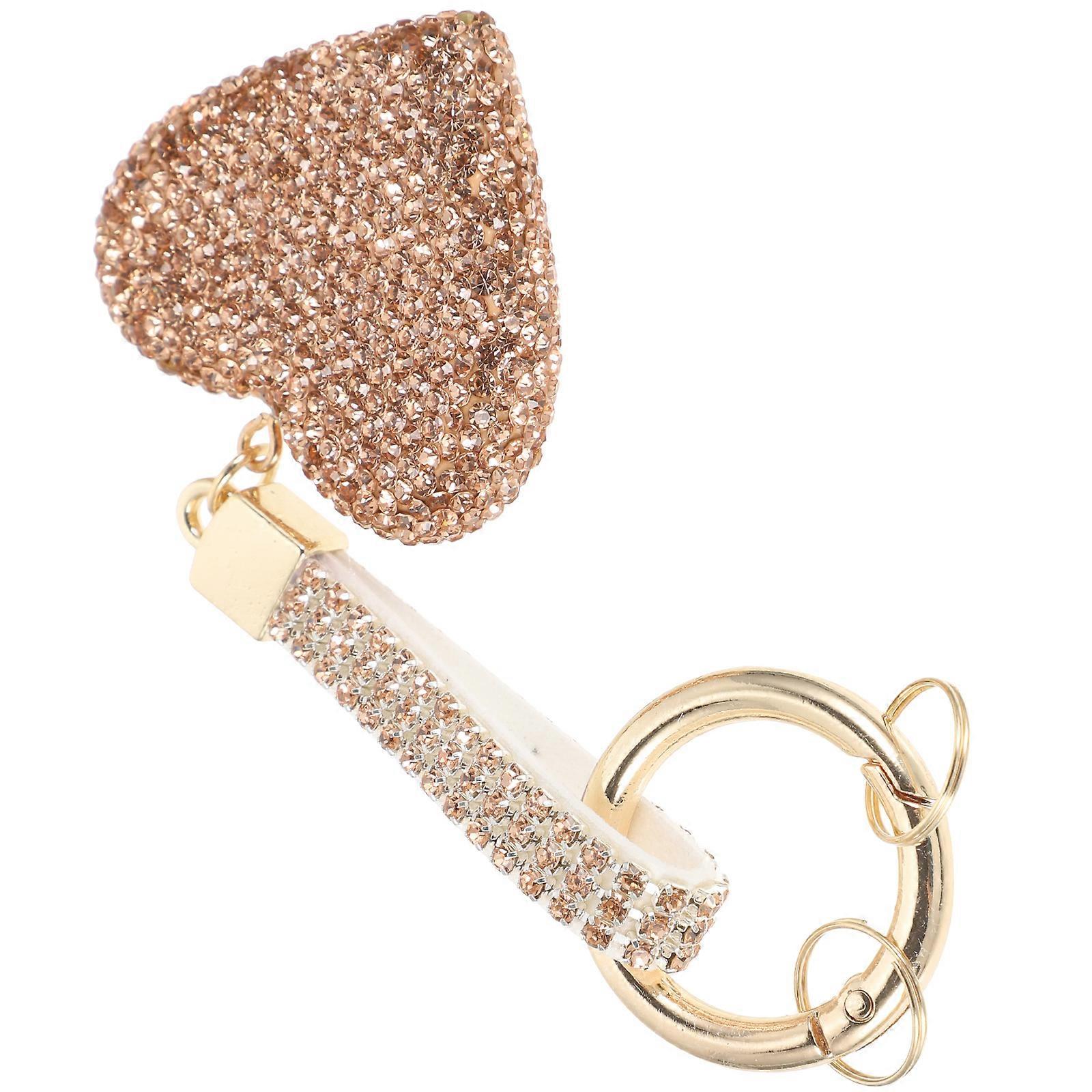 Chaveiro de strass dourado com argila e liga para decoração e presentes que as mulheres adoram 6,5 polegadas