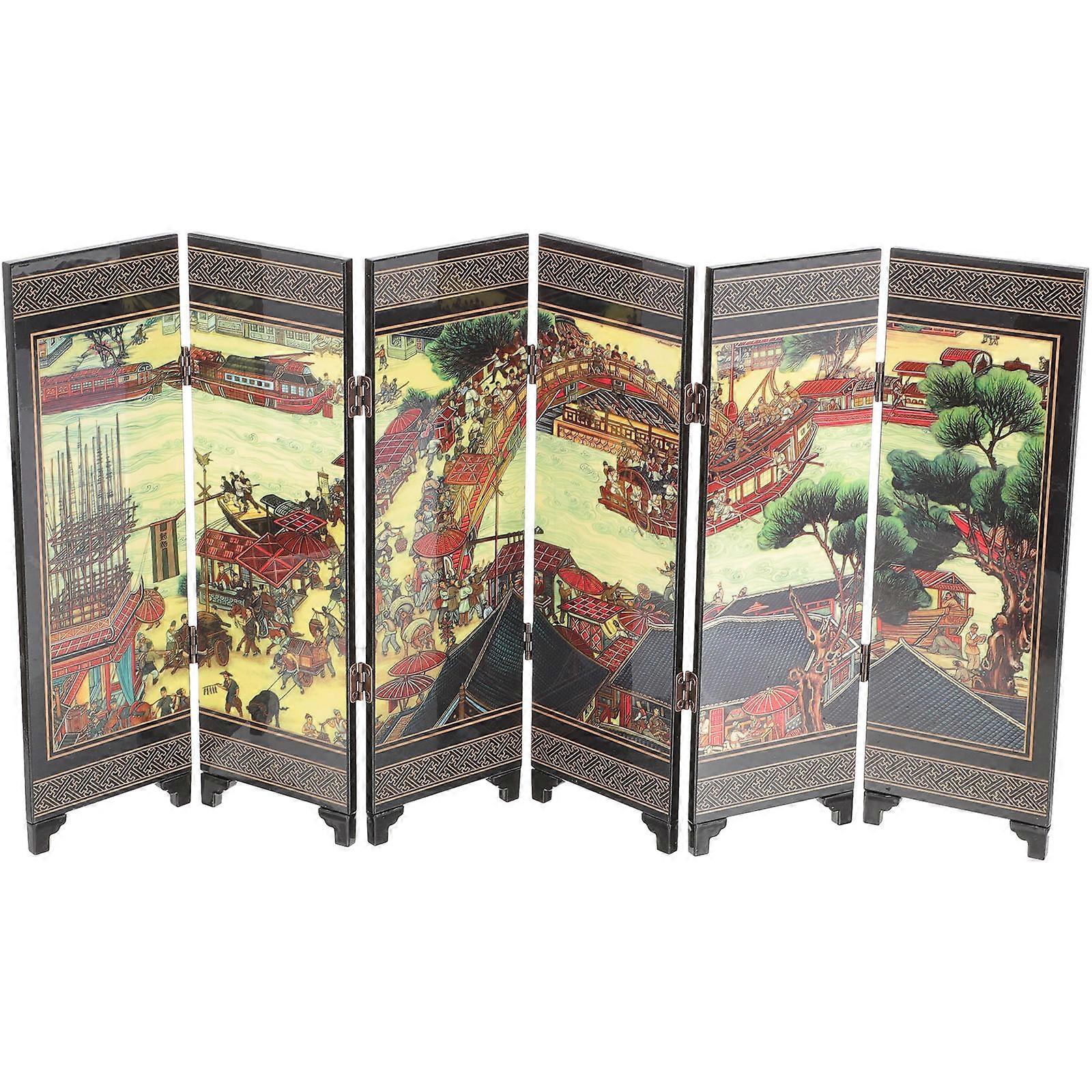 Here's a polished product description for your **Chinese Traditional Style Mini Folding Screen Divider**:
**Chinese Traditional Style Mini