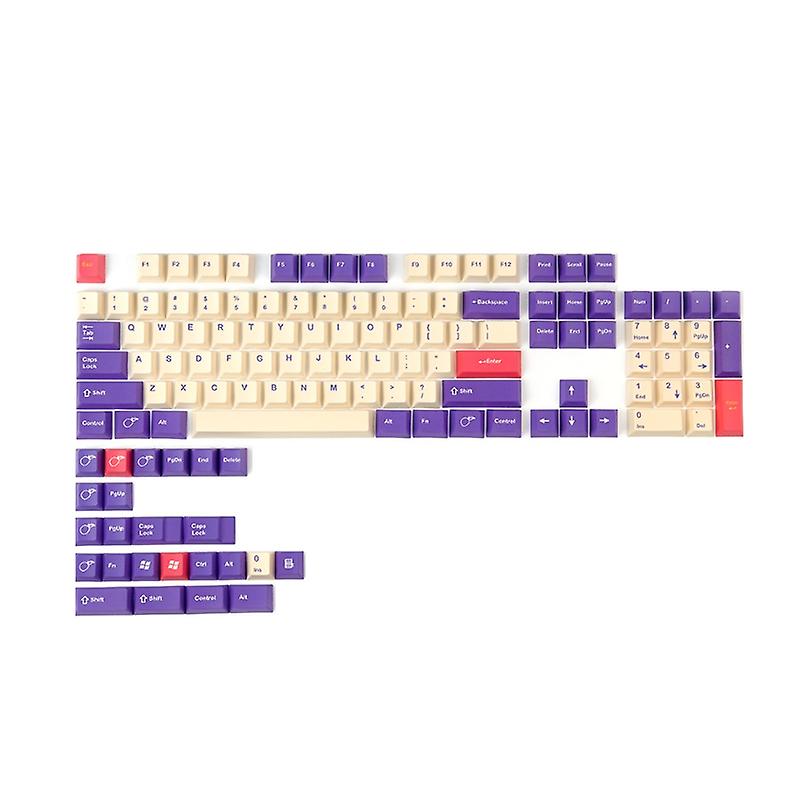 128 Keys 5-Side Dye Sub Keycap Thick PBT Keycaps Set Cherry Profile Plum Theme