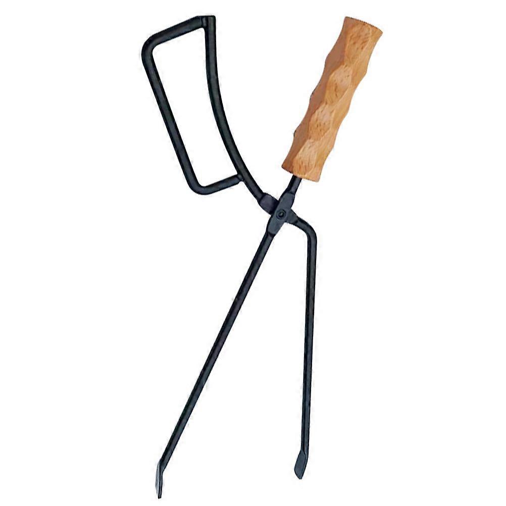 Fire Pit Tongs with Iron and Wood Material for Outdoor Activities and Daily Use 18.5 Inches