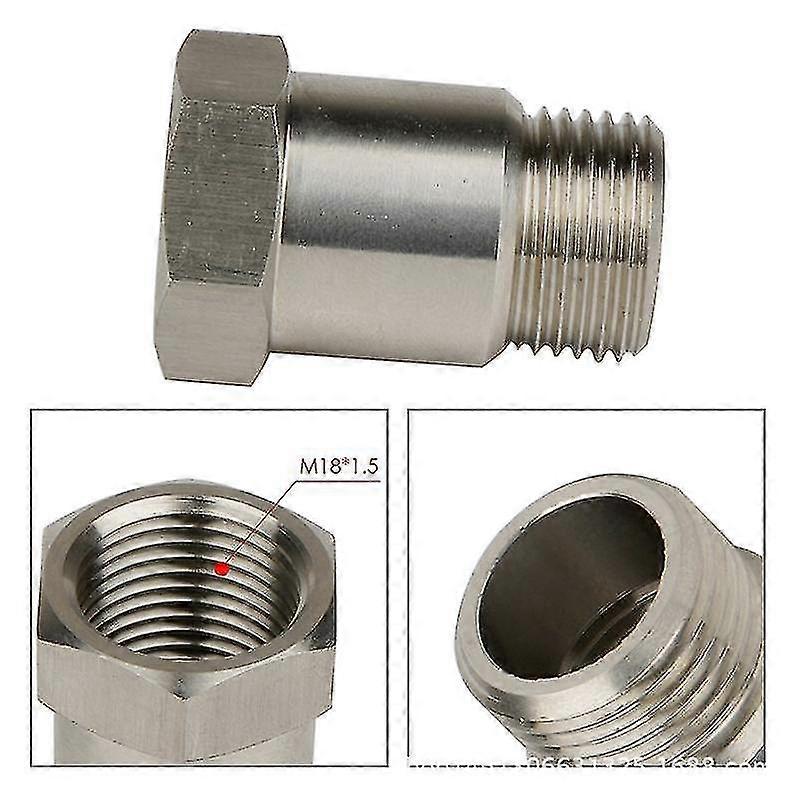 2 Stück M18x1,5 Edelstahl Gewindeadapter, Sauerstoffsensor Adapter Sauerstoff O2