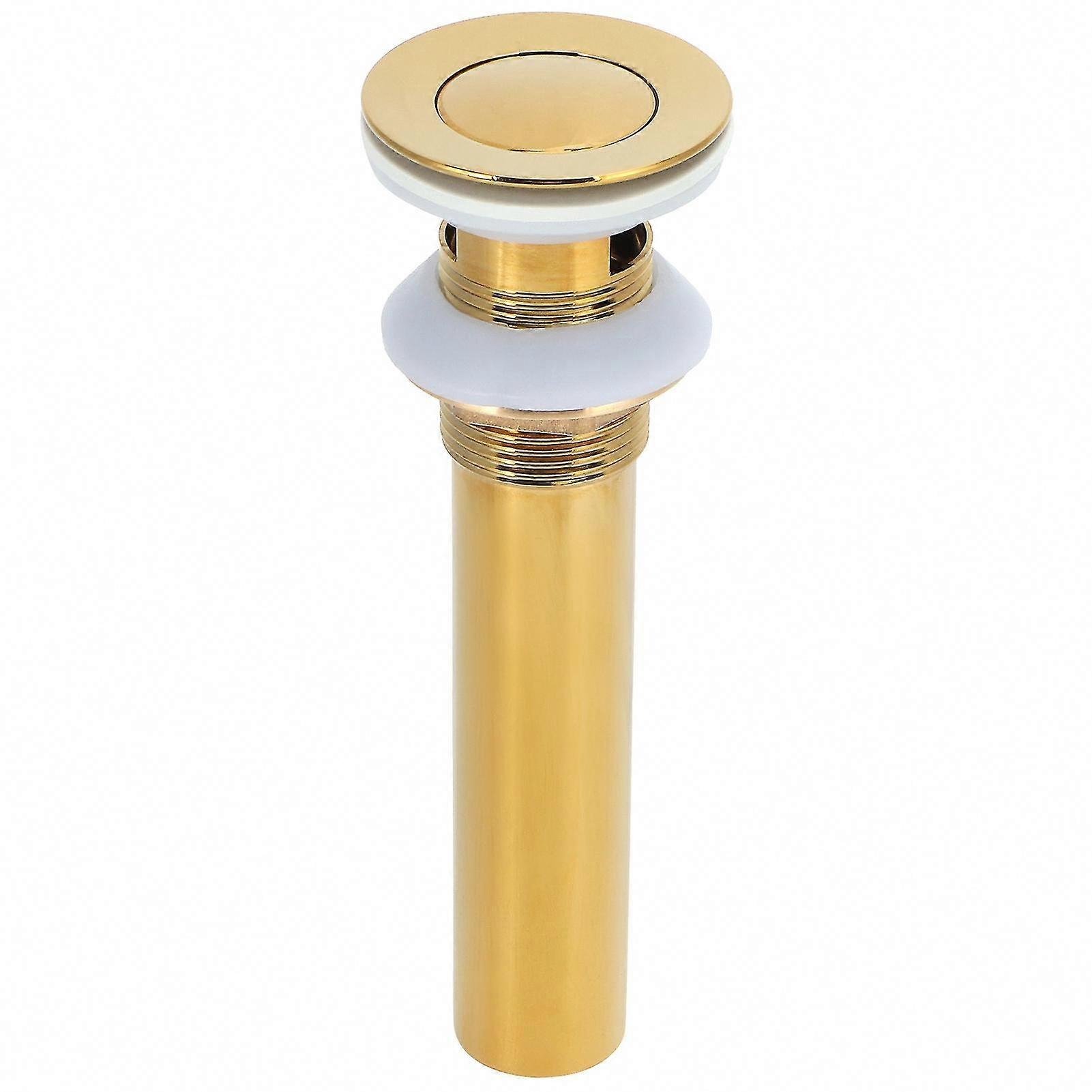 Gold Sink Drain Without Overflow Anti-Clog Bathroom Faucet Wash Basin Drain Stopper with Hole