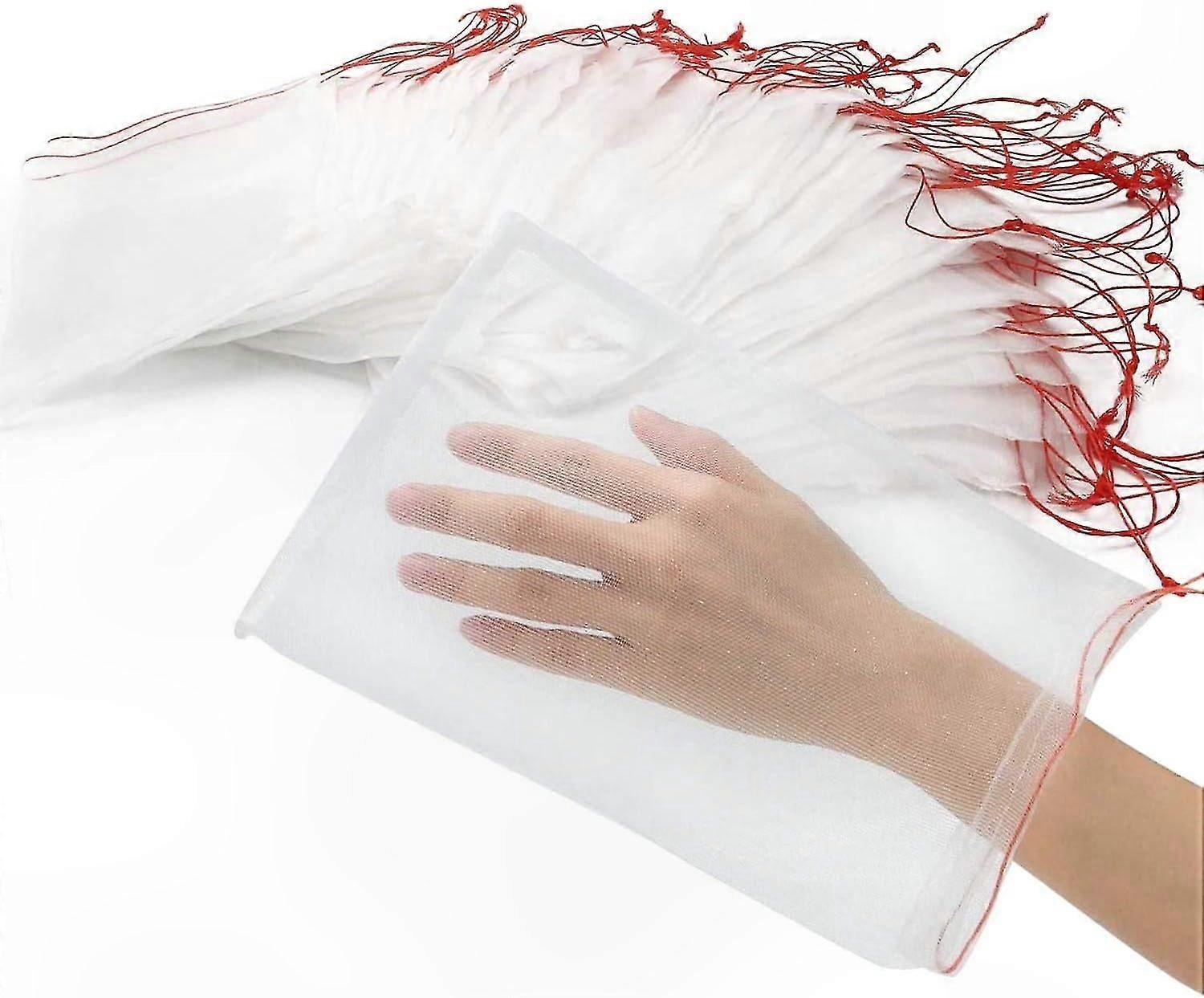 50-Pack Mesh Fruit Protector Bags with Drawstrings for Garden Use Against Pests and Birds