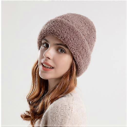 Winter New High Quality Hat Women's Plush Knitted Hat Solid Color A...