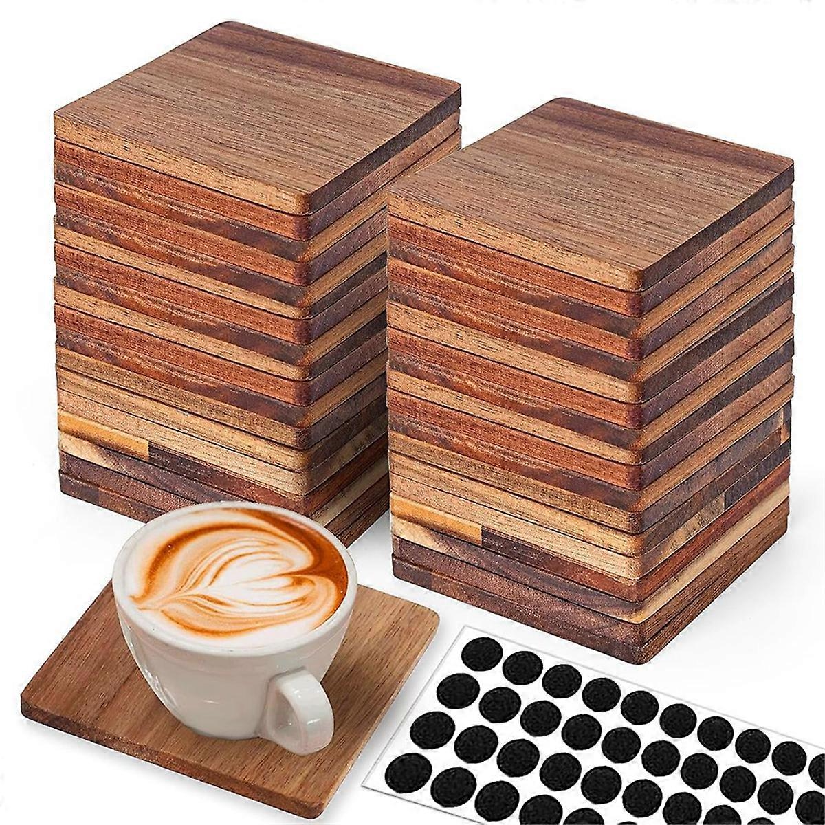 Unfinished Wood Coasters, 4 Inch Square -Wooden Coasters