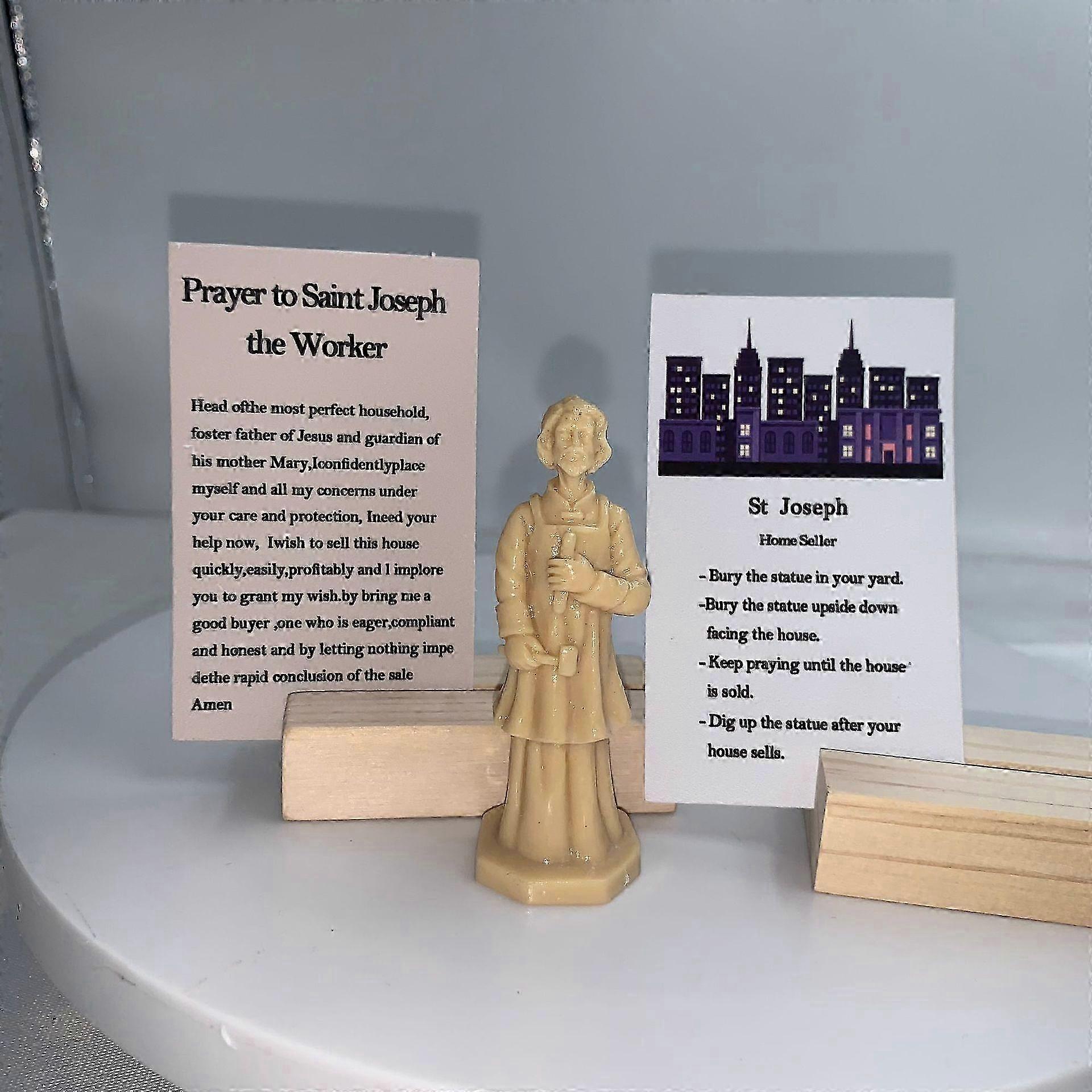 St Joseph Statue for Selling HouseResin St Joseph Figurine OrnamentsSculpted Hand-Painted Home Seller FigurineResin Crafts Statue for Bedroom, Table D