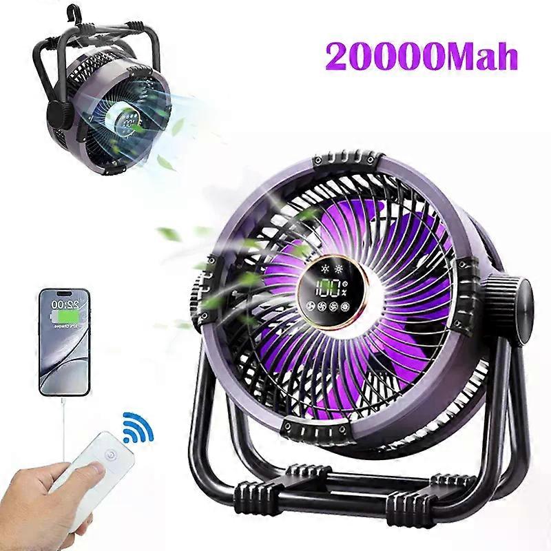20000Mah Camping Fan Wireless Camping Ceiling Fan With Light Remote And Control Portable Hook Circulator Tent Fan For Outdoor