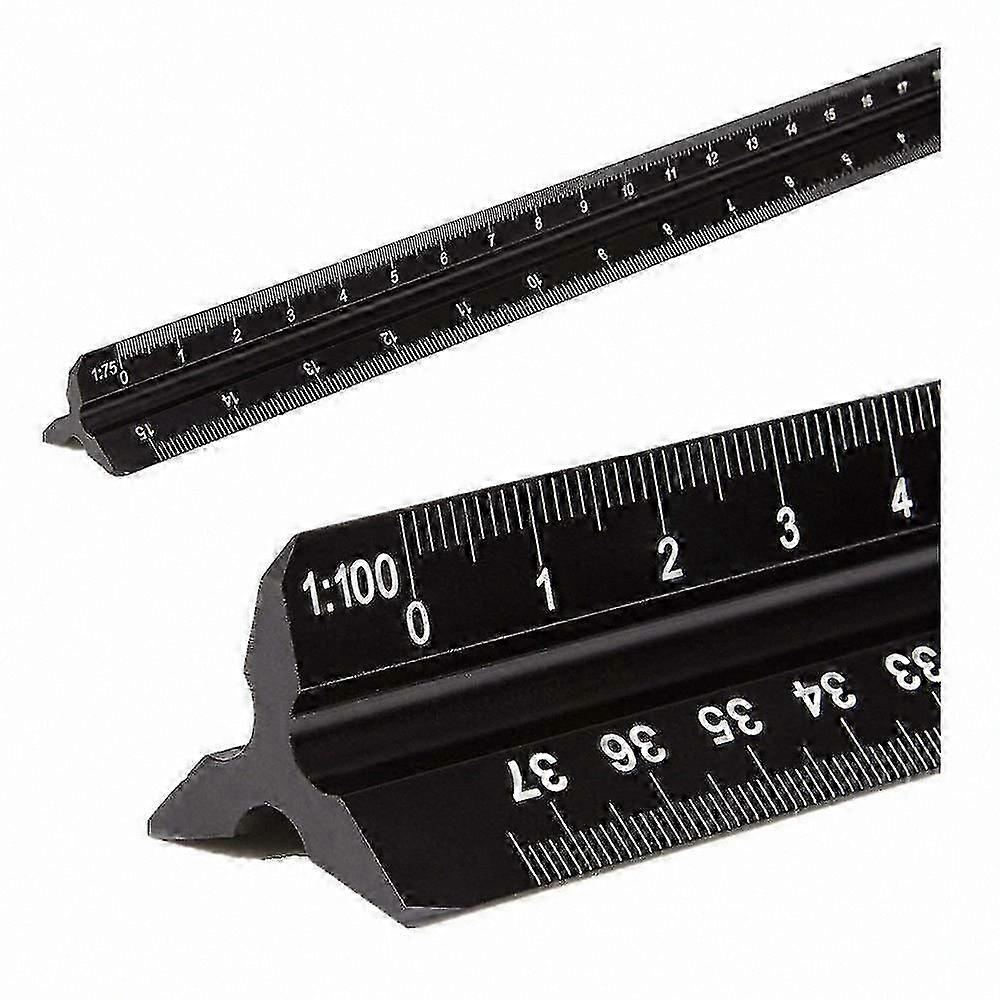 Triangular Metric Scale Ruler, 12-Inch Aluminum Architectural Ruler with 1:20, 1:25, 1:50, 1:75, 1:100, 1:125 Scales for Students and Professionals