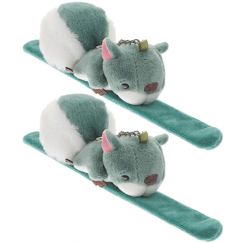 Charming Squirrel Shape Plush Slap Bracelet Set 2Pcs Perfect For Children's Day Birthday Party Toys Soft And Comfortable