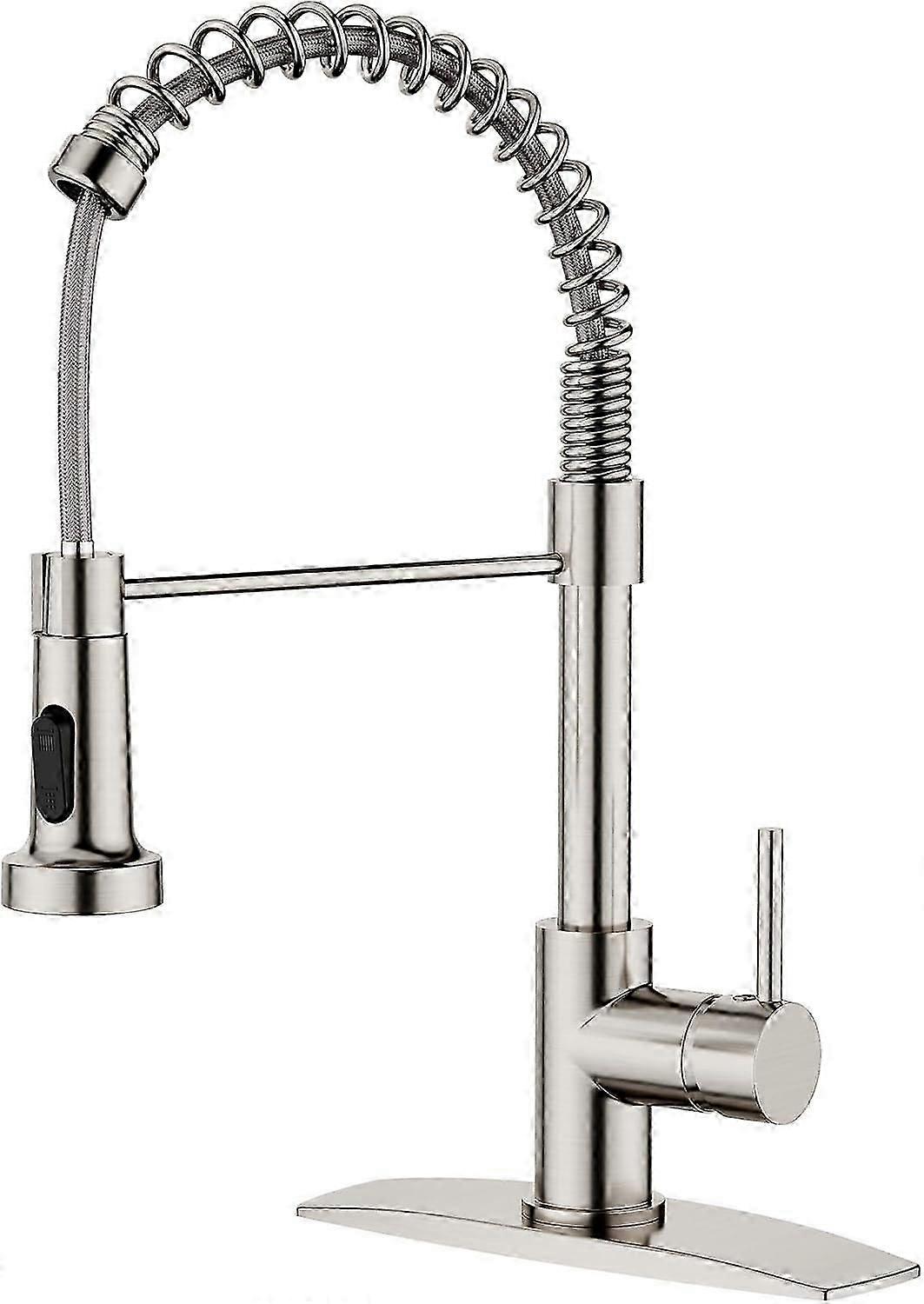 Brushed nickel pull down faucet for professional kitchens