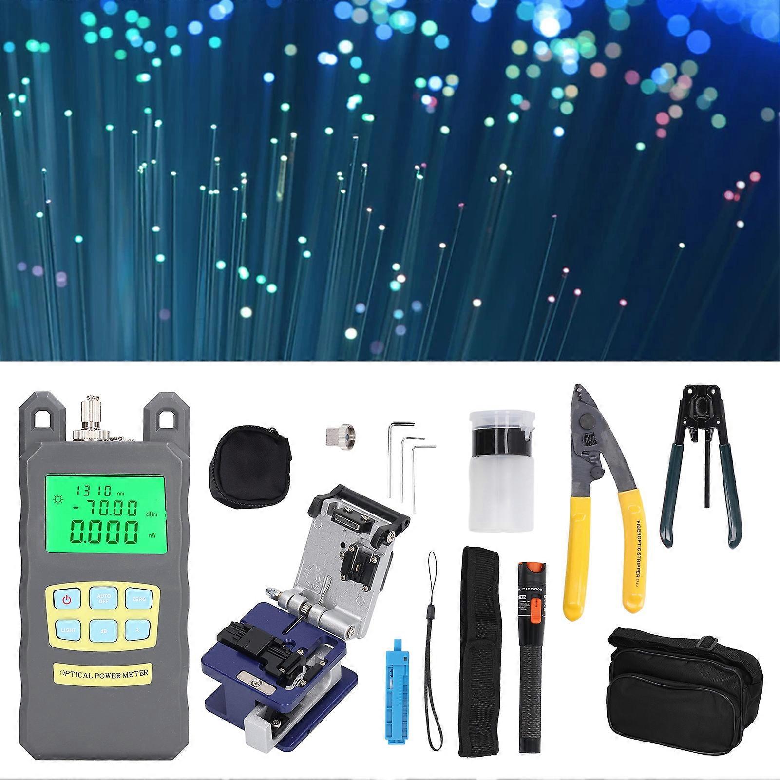15 Pcs Set Optical Fiber Tool Kit 3 in 1 Fixture Optical Fiber Cleaver 2.5mm Interface OPM VFL FTTH Optic Kit 