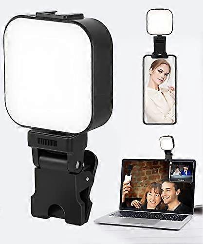 64 LED Rechargeable Selfie Light - 5 Lighting Modes Phone Ring Light Mini Portable Clip-on Fill Light for iPhone, Computer, TikTok, Selfie [Black]