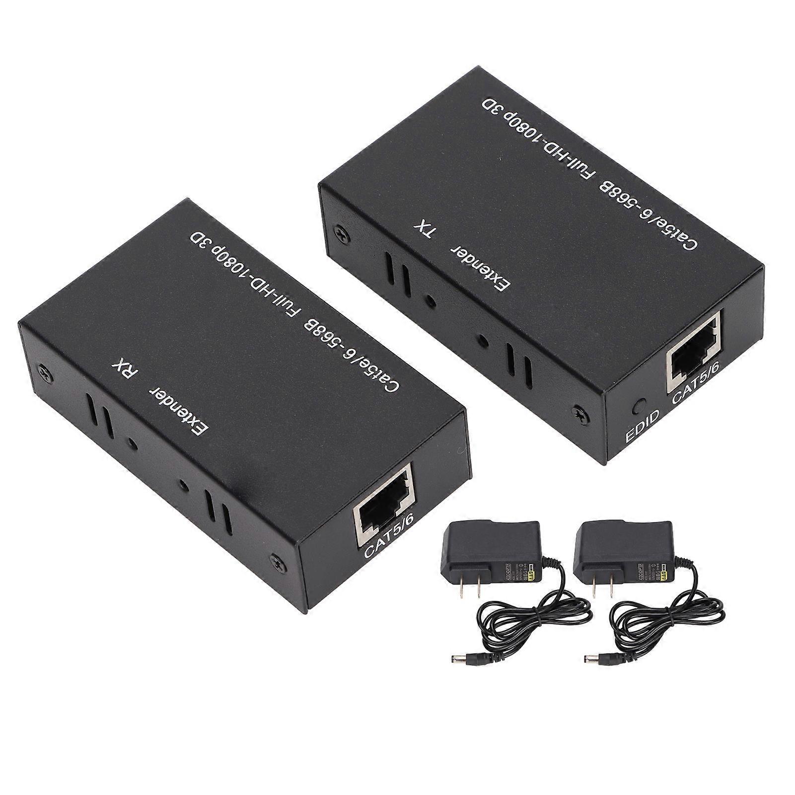 HD Multimedia Interface Network Cable Extender Supports 1080p 3D HDCP EDID Through Single Cat 5E AC100‑240VUS Plug 