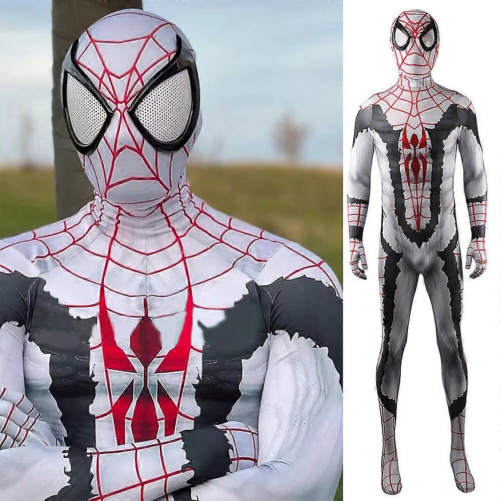 Comic white Spider-Man tights Spider-Man jumpsuit role play Halloween costume Cos