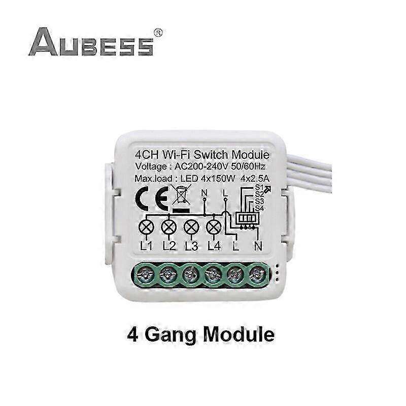 AUBESS Tuya WiFi Switch Module with 1/2/3/4 gang 2 Way Control, Smart Life