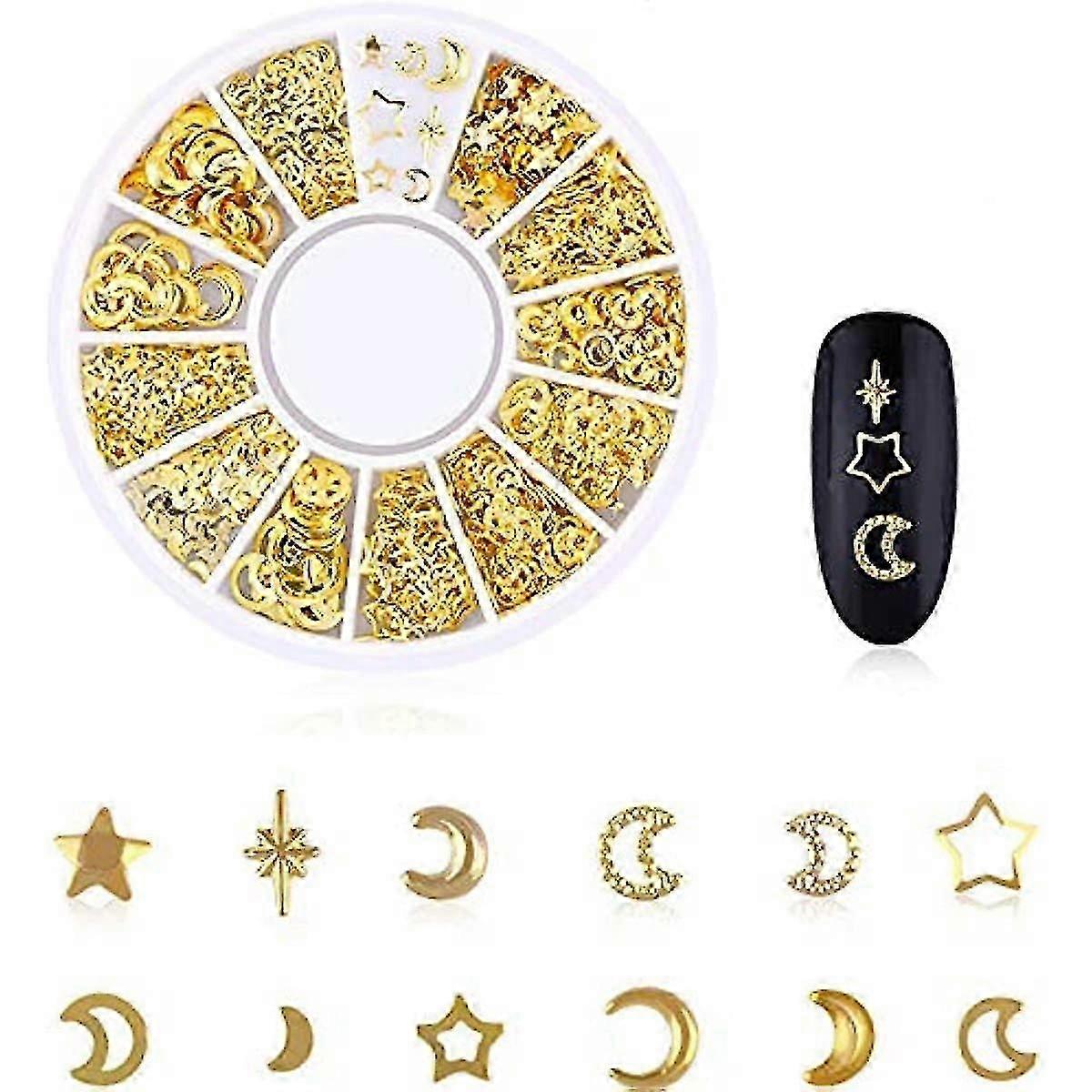 Metal Nail Studs Star Moon Hollow Patch Nail Diamond Nail Rivet Nail Art Flake For Crafts Nail Art Supplies Make Up Diy Decals Nail Decoration