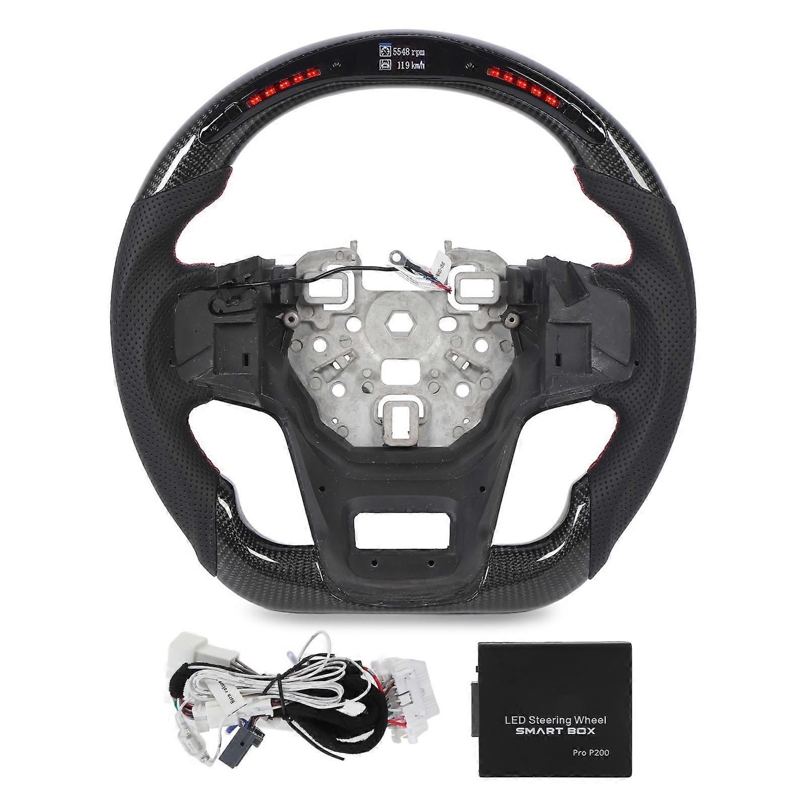 Carbon Fiber Flat Bottom Racing Steering Wheel with LED Shift Lights