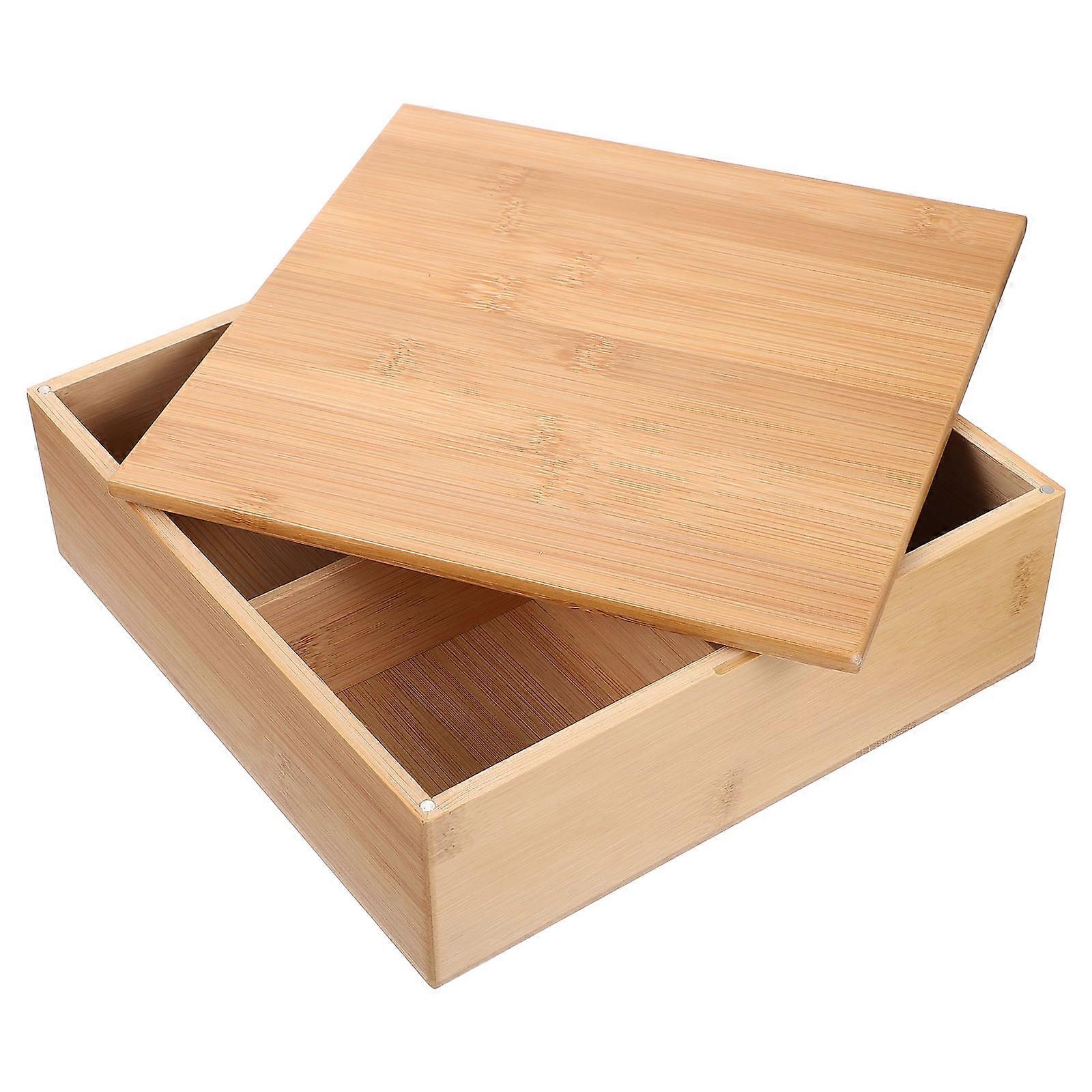 Bamboo Box with Cover for Storage Use Multi-Functional Home Organizer