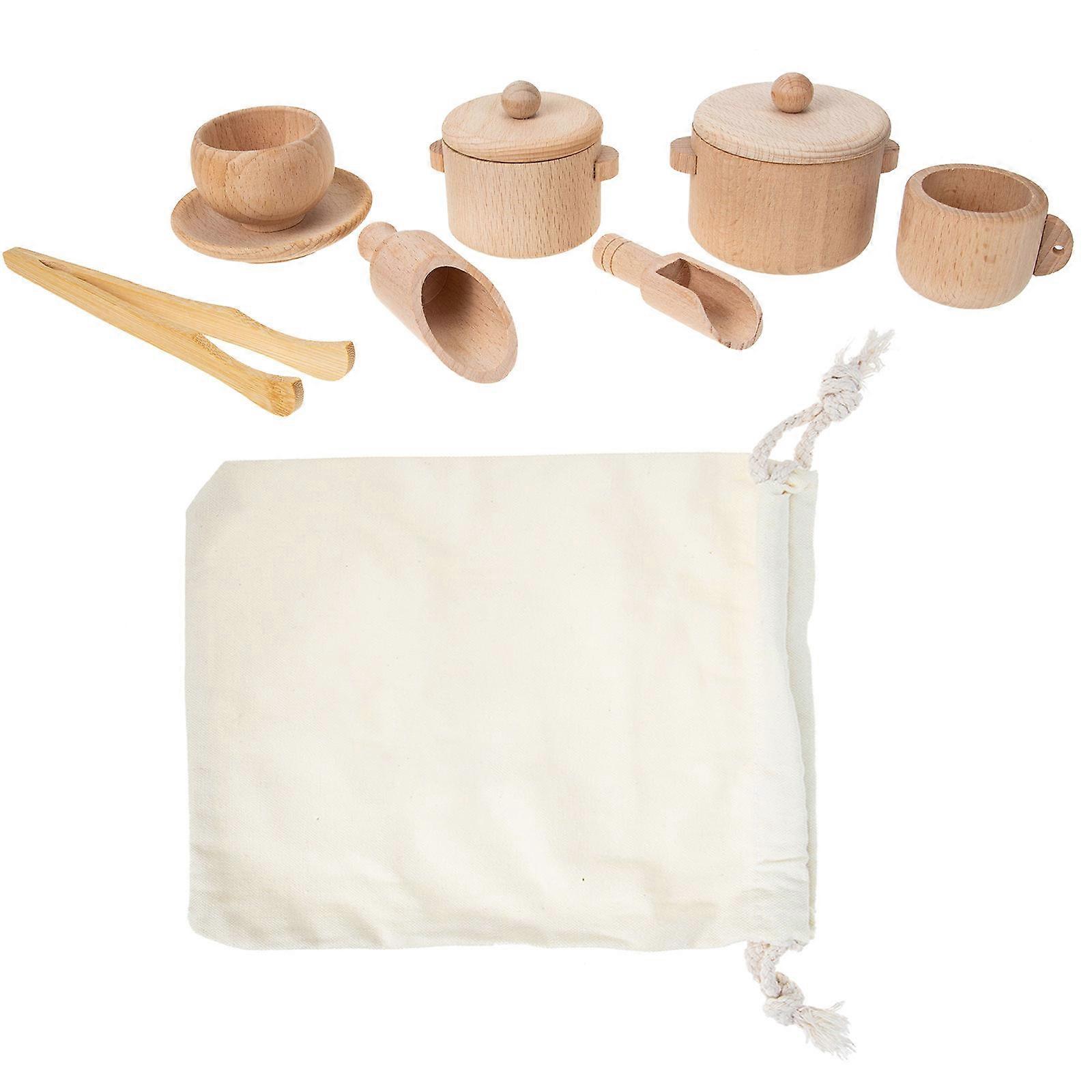 Children Sensory Box Toy Wooden Tea Art Toy for Pretend Play 1Set Included