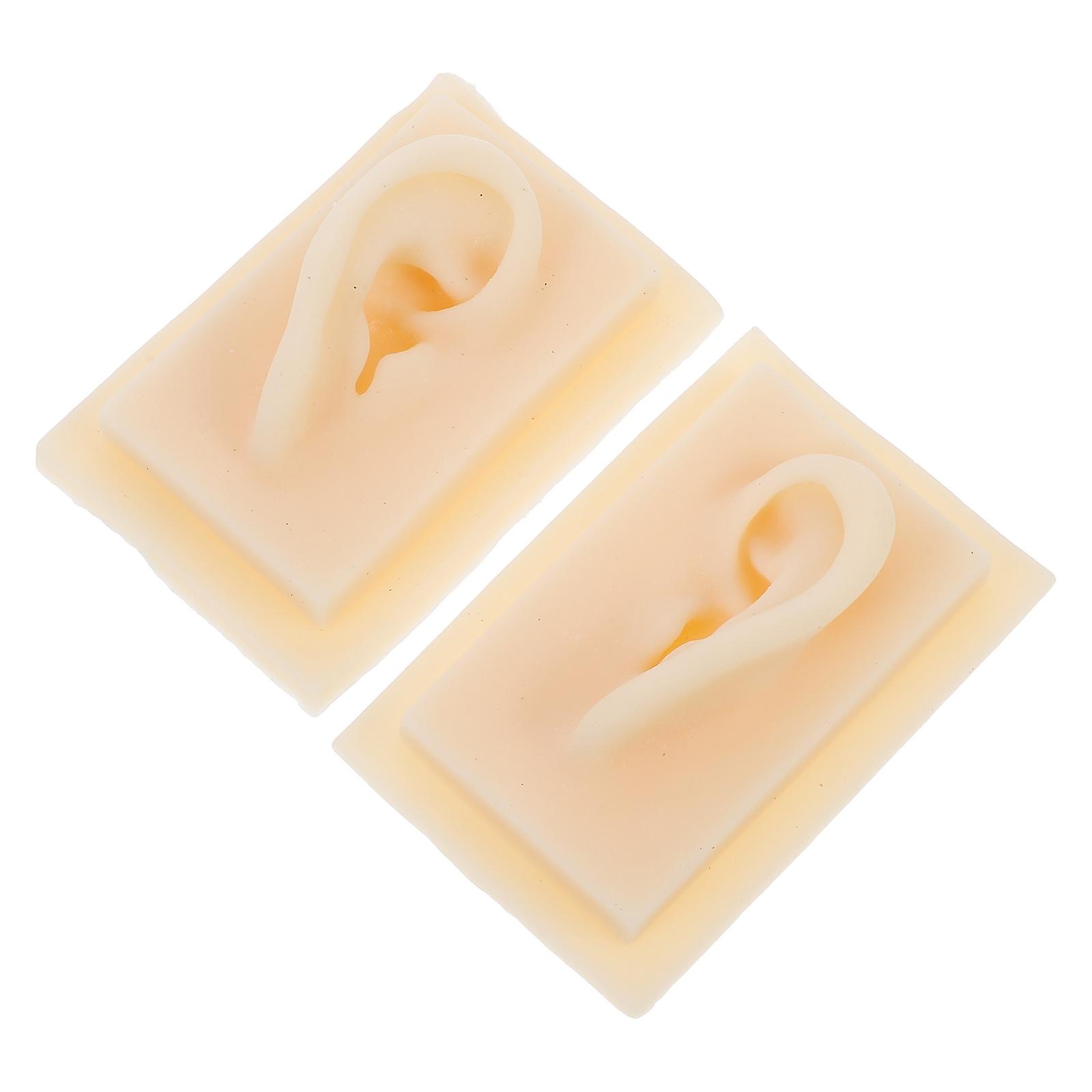 Ear Model Hearing-Aid Display Props for Practice 1Pair Beige Tpe