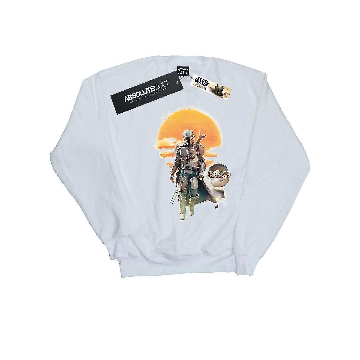 Star Wars Femmes/Dames The Mandalorian Sunset Poster Sweatshirt Blanc XL