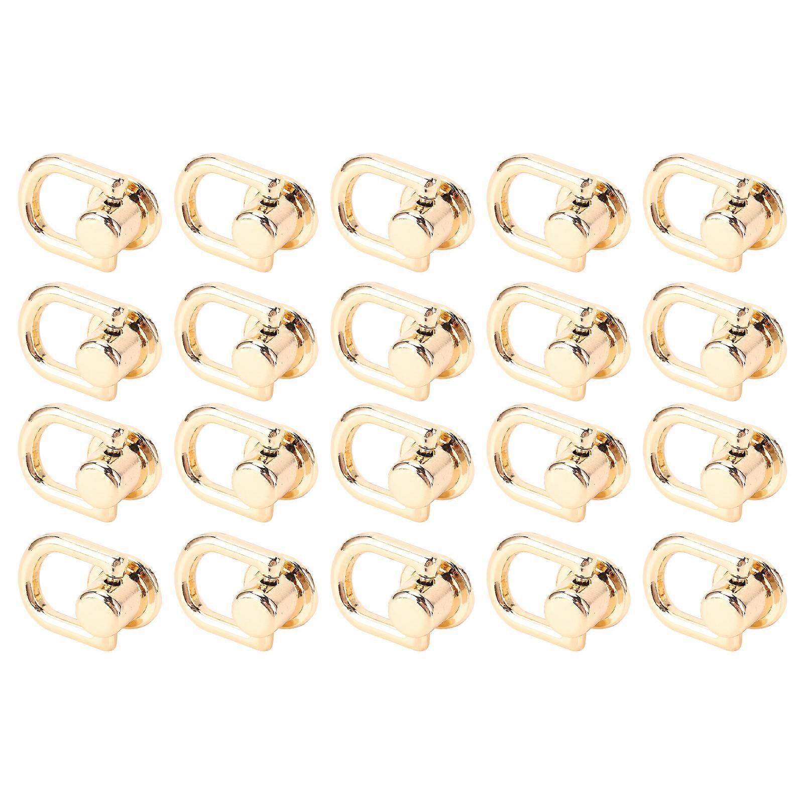 Lot de 20 rivets à anneau en D en métal 16 x 12 mm, rotatifs à 360 degrés, pour bricolage, collier, ceinture, sac à main, porte-monnaie, doré