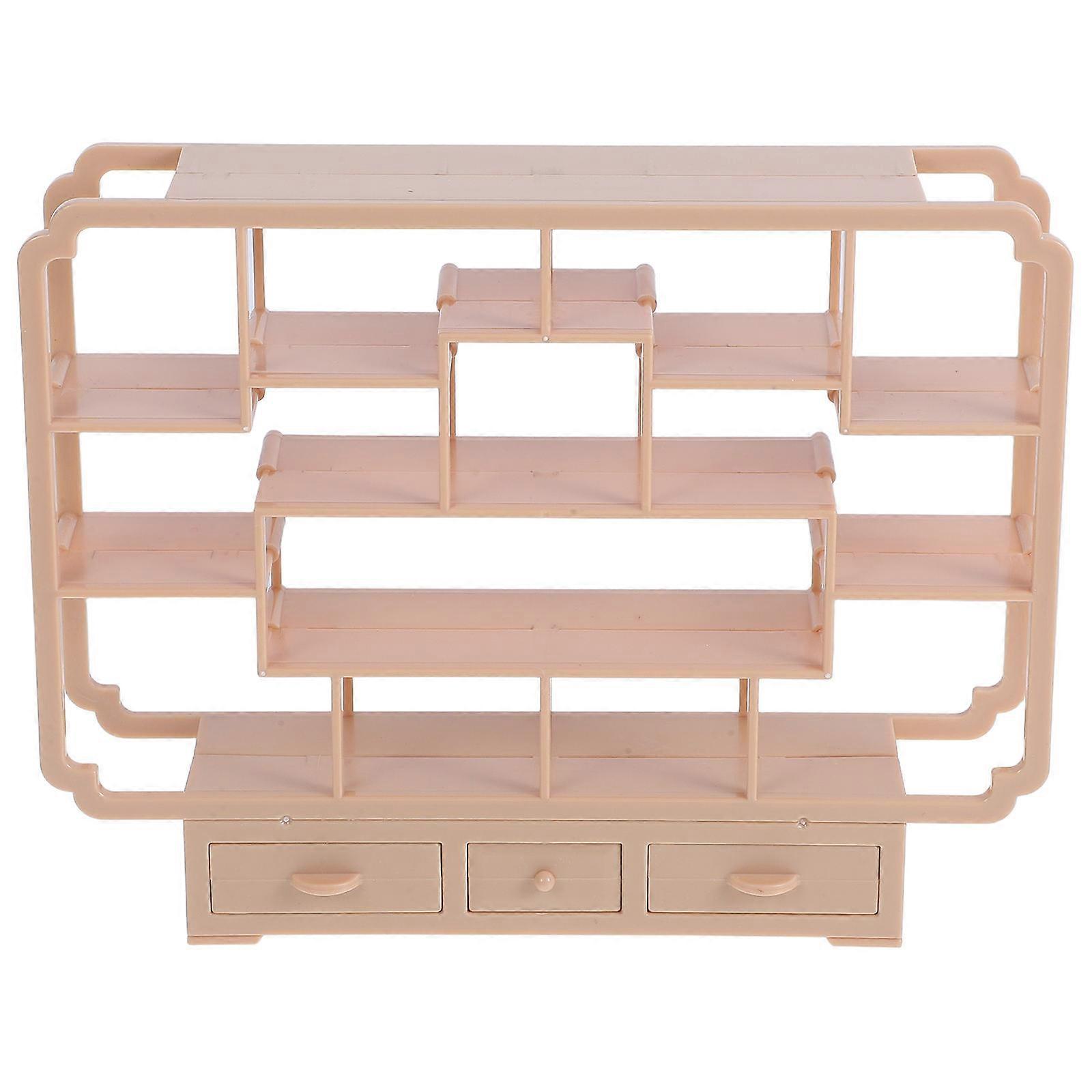 Miniature Bookcase Dollhouse Accessories Khaki Plastic for Storage 1Pack