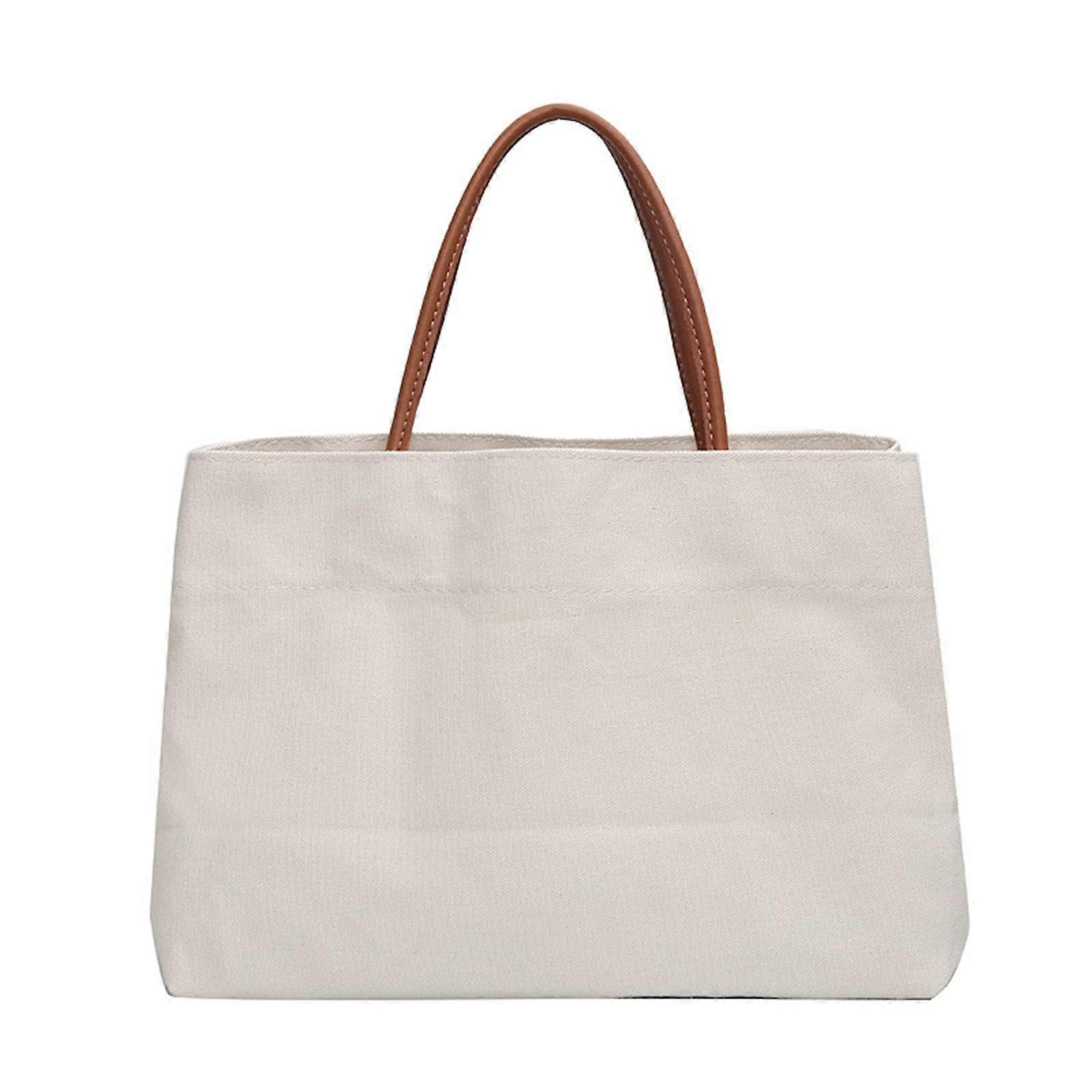 Canvas Handbag Custom Simple Canvas Storage Bag Capacity School Bags White One Size Men