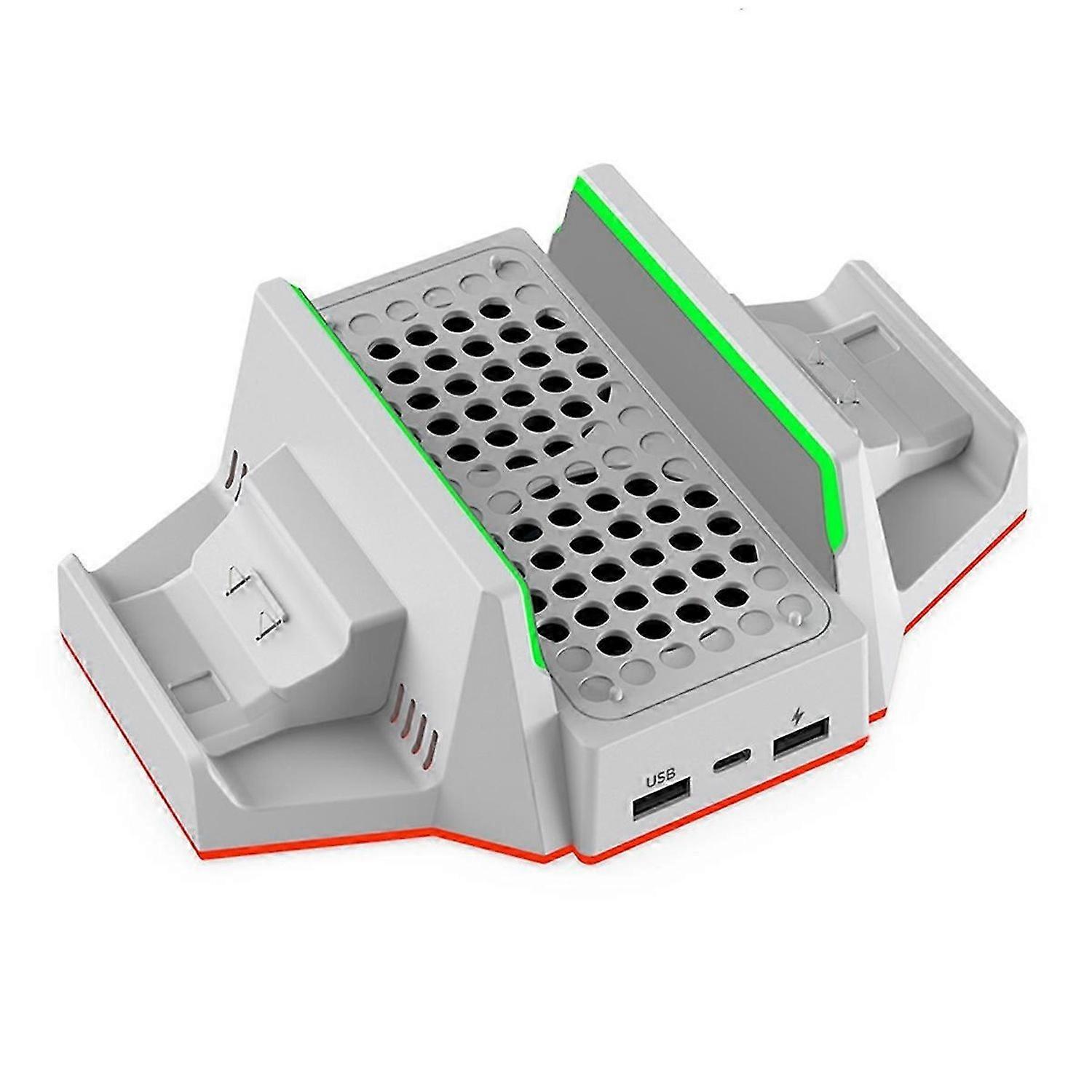 For Xbox Series S RGB Cooling Fan Stand with Dual Controller white