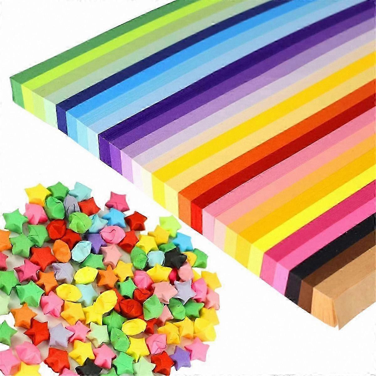 27 Colors Assorted Star Paper Strips, 1350 Sheets Double-Sided Lucky Wish Stars for Kids and Adults Craft Projects