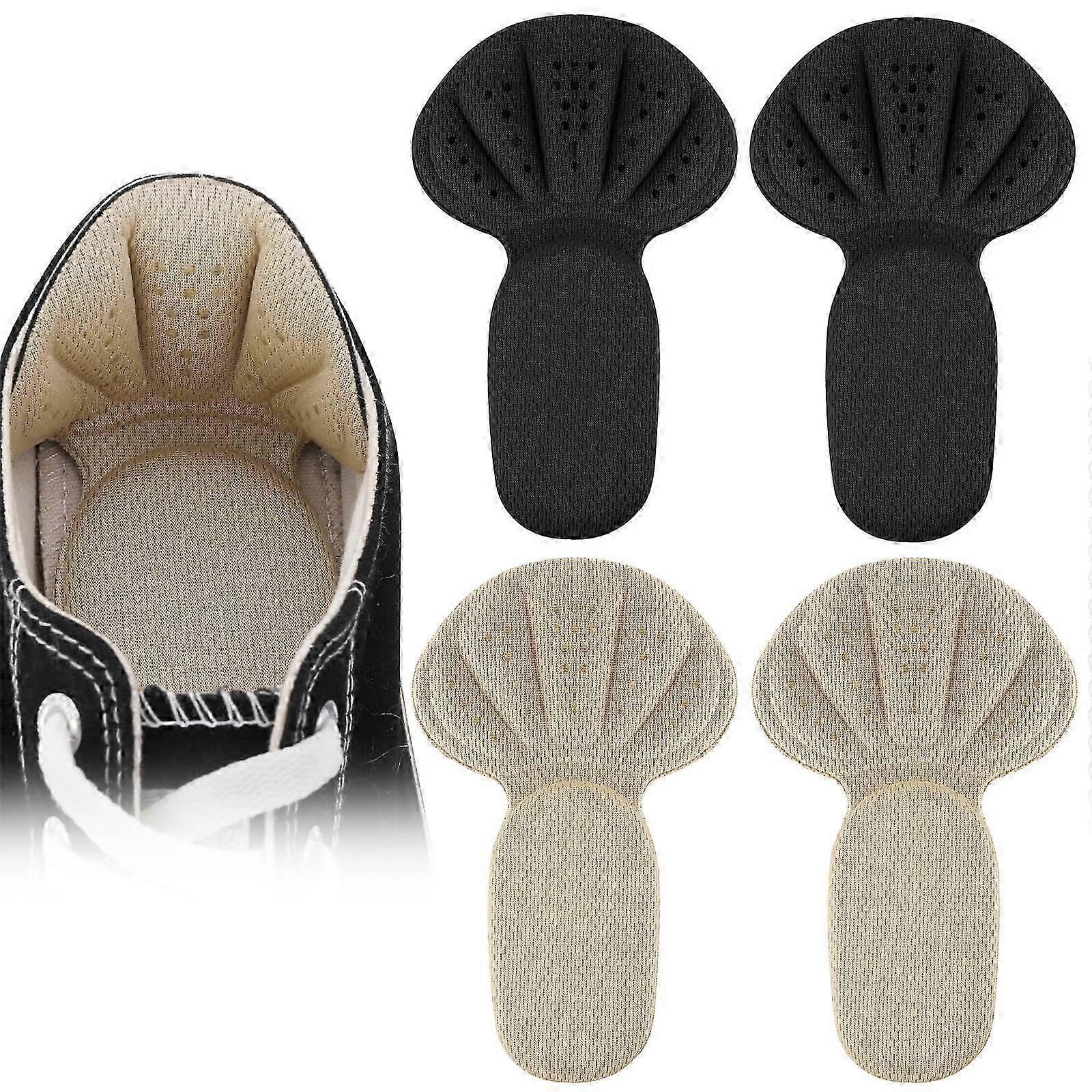 2 in 1 Sponge Heel Cushion Heel Grips Shoes Pads, 2 Pairs Self-Adhesive Heel Cushion Inserts for Shoe Too Big, Soft Mesh Heel Grips Pads