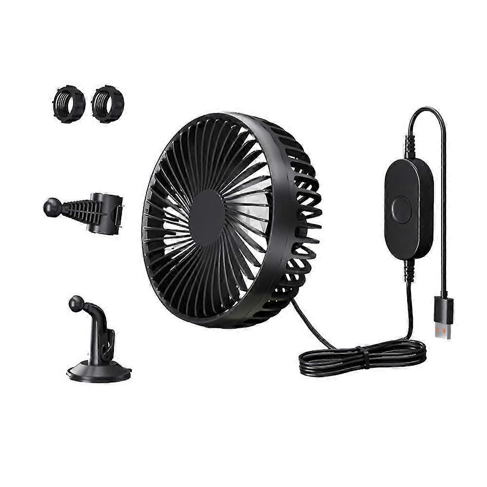 USB Rechargeable Car Fan with 360° Swivel and Suction Cup Mount