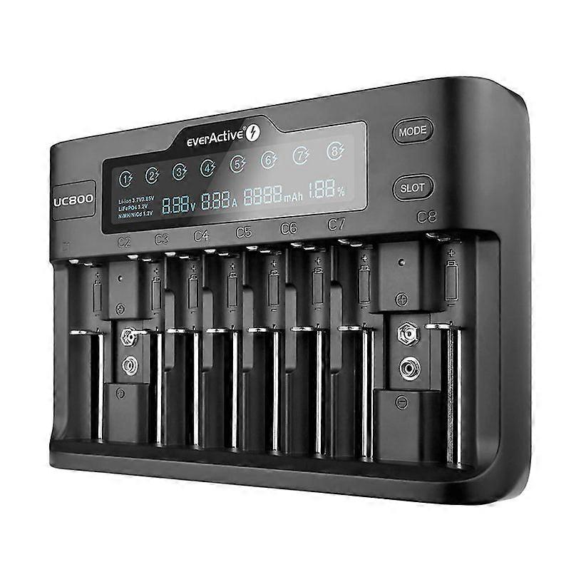 Lader for sylindriske litiumion- og Ni-mh-batterier Everactive Uc-800