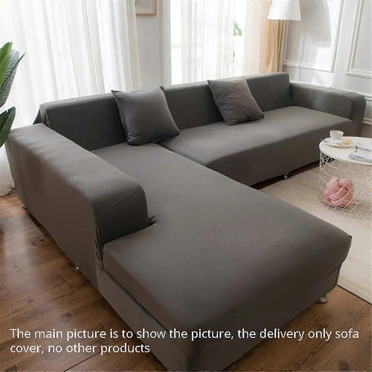 Sofa Elastic Gray Pet Friendly Slipcover for Armrest,4 Seater