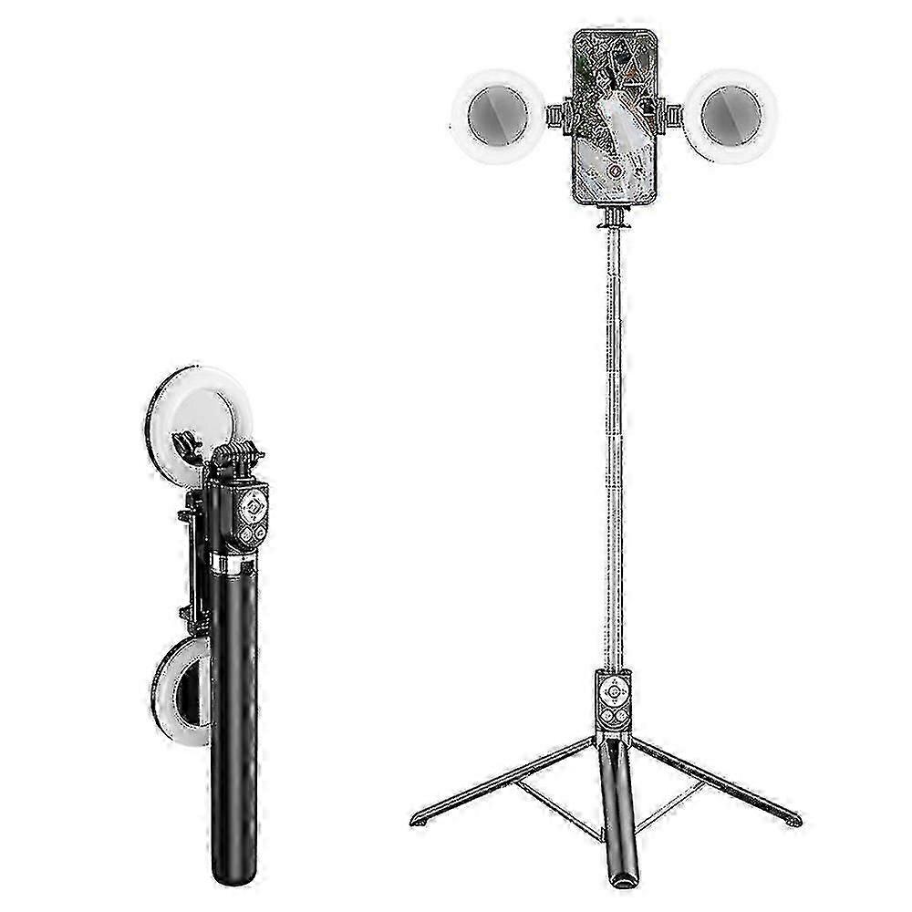 R17ds 1.75m Portable Bluetooth Selfie Stick Retractable Tripod Ph Stand With Dual Fill Lights 360-degree Rotating Photography Live Streaming Device