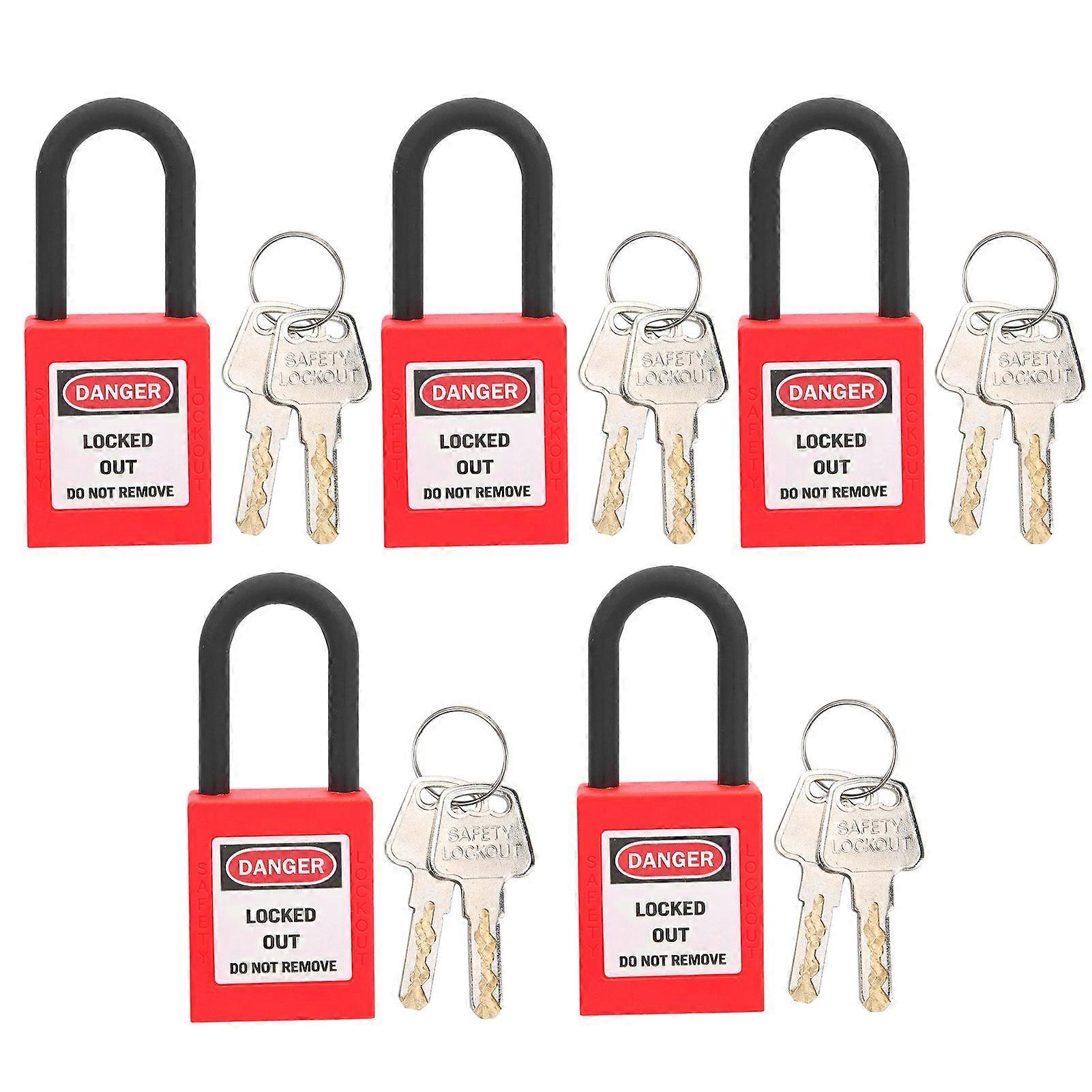 5 Sets Lockout Lock 38mm Nylon Engineered Dustproof Security Padlock for Industrial SiteRed