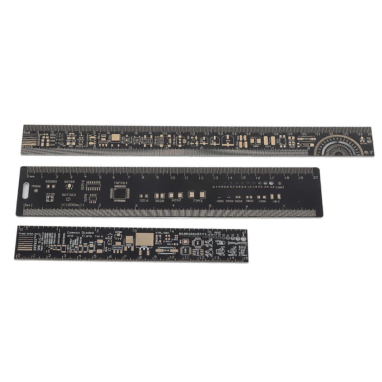 3PCS 6.3/7.87/10.23 inch Multifunctional Printed Circuit Board Ruler for Electronic Engineers