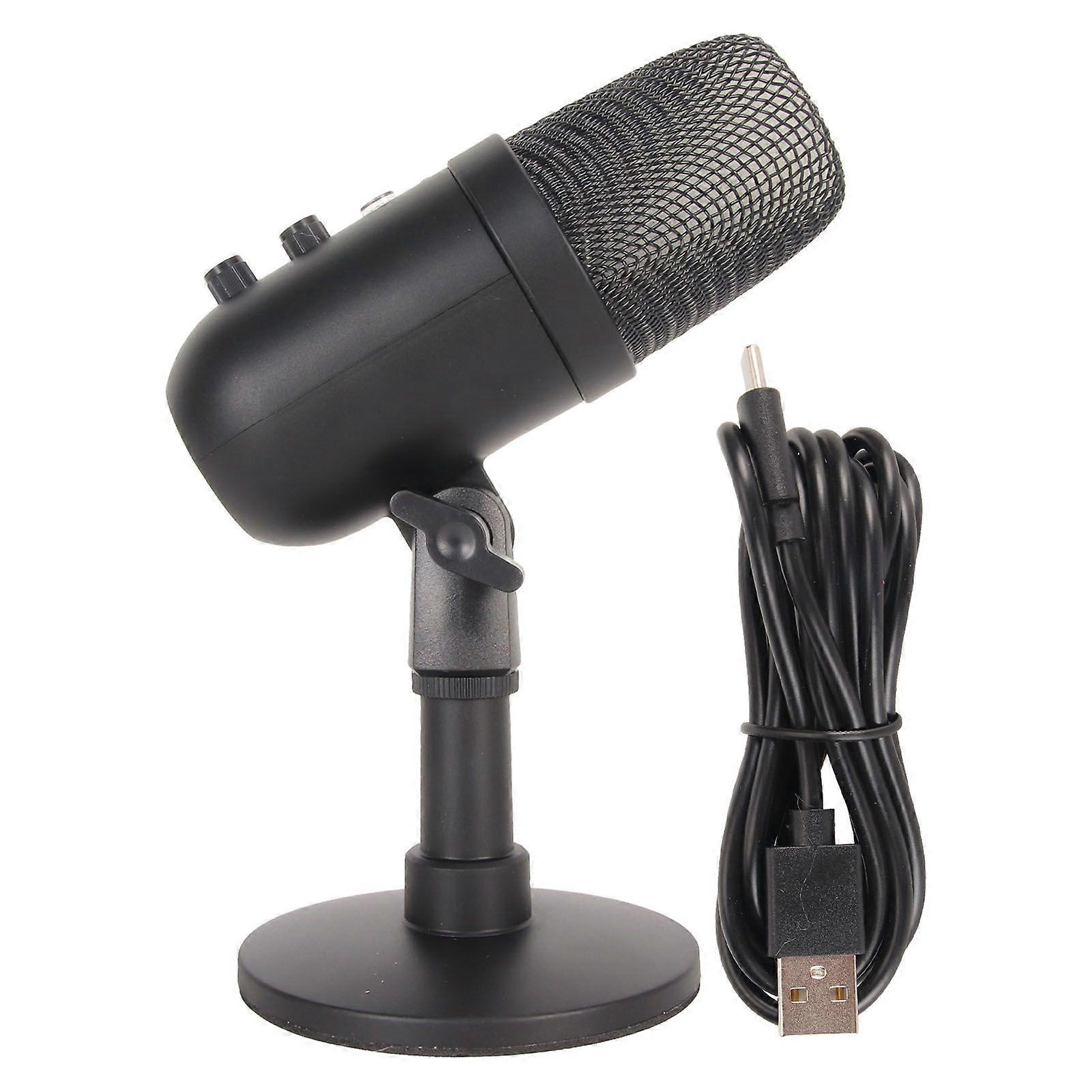 USB Condenser Microphone Gain Control 360 Degrees Rotatable Microphone with RGB DSP Sound Processing System for PC