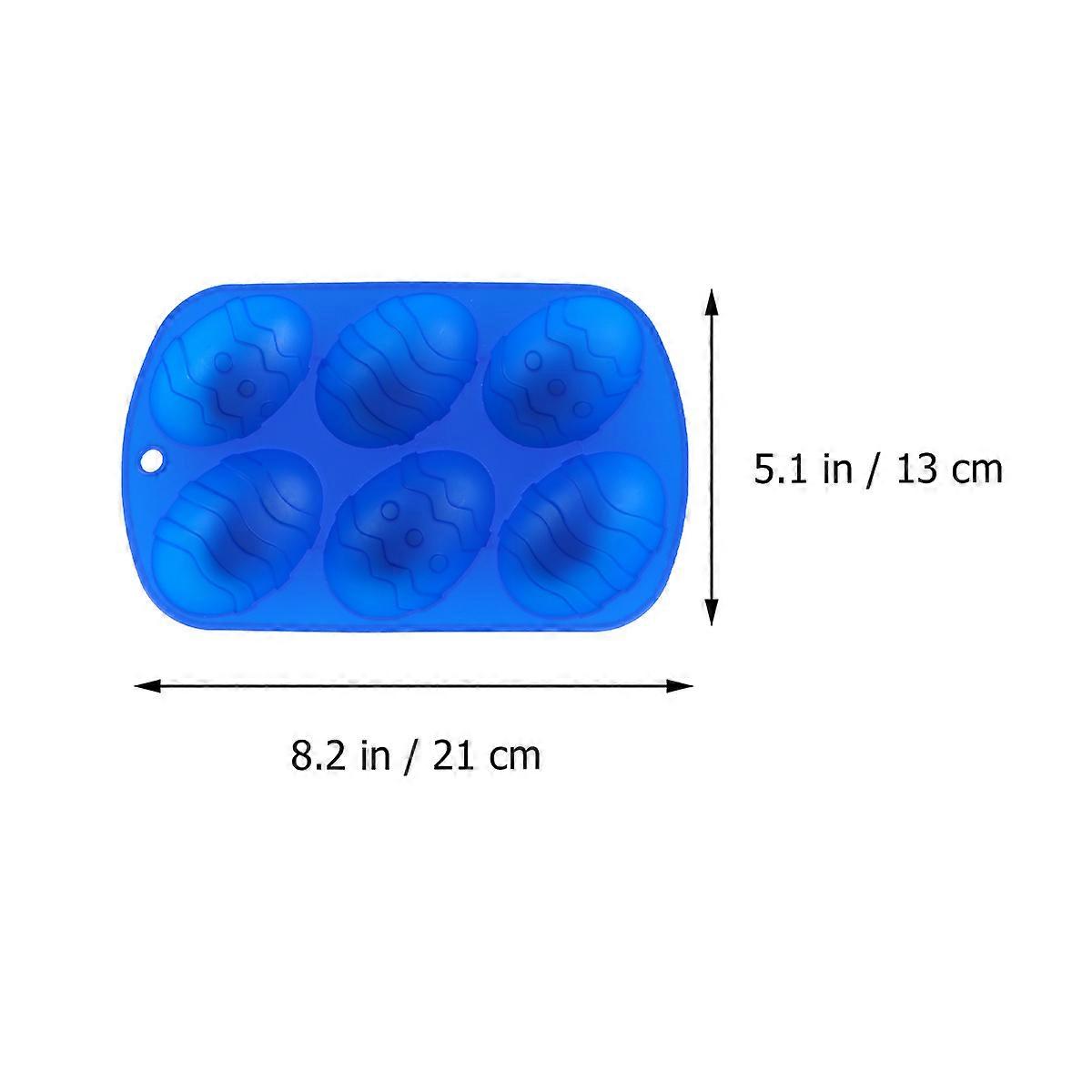 Cake Molds Silicone Easter Egg Tray for Baking 6-Egg Cupcake Blue