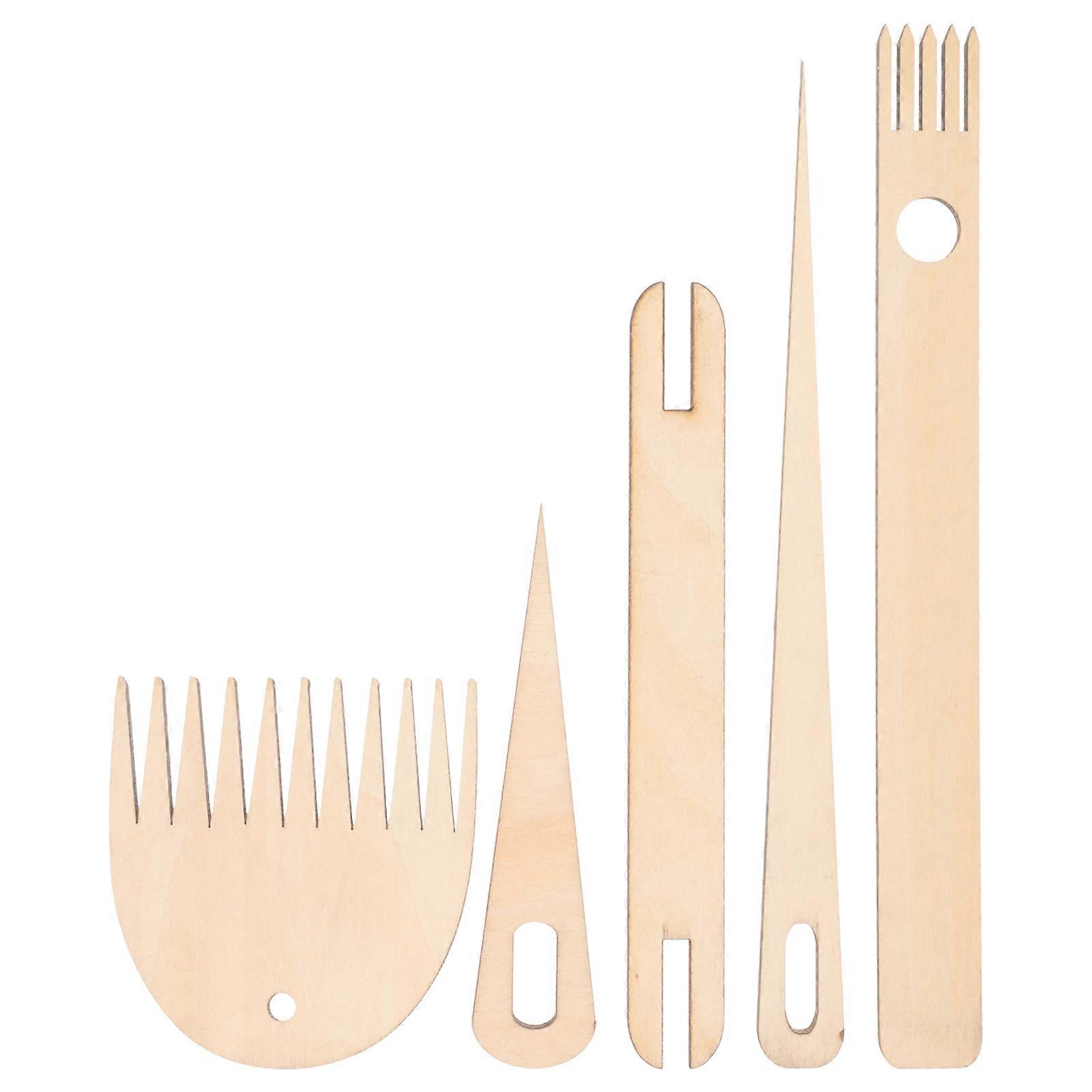 Wood Hand Stick Set for Weaving 3Sets Crochet Needles Beige Color