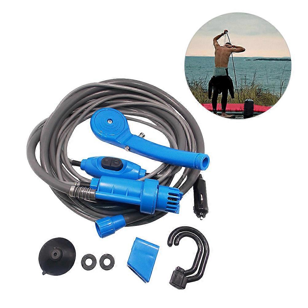 12V Portable Shower 3Pcs Outdoor Camping Shower Set for Showering Blue