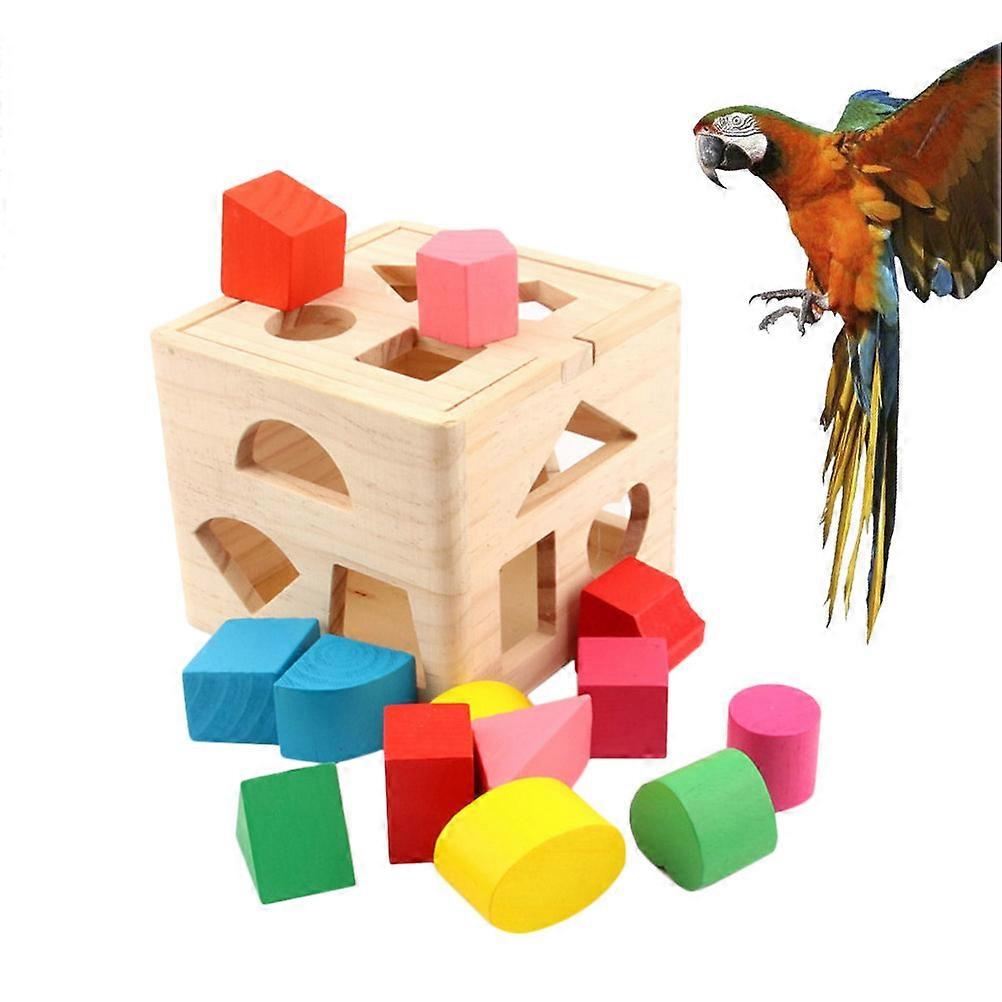 Parrot Block Toy 2Pcs Funny Interactive Toy Chewing Entertainment Indoor Play Assorted Color